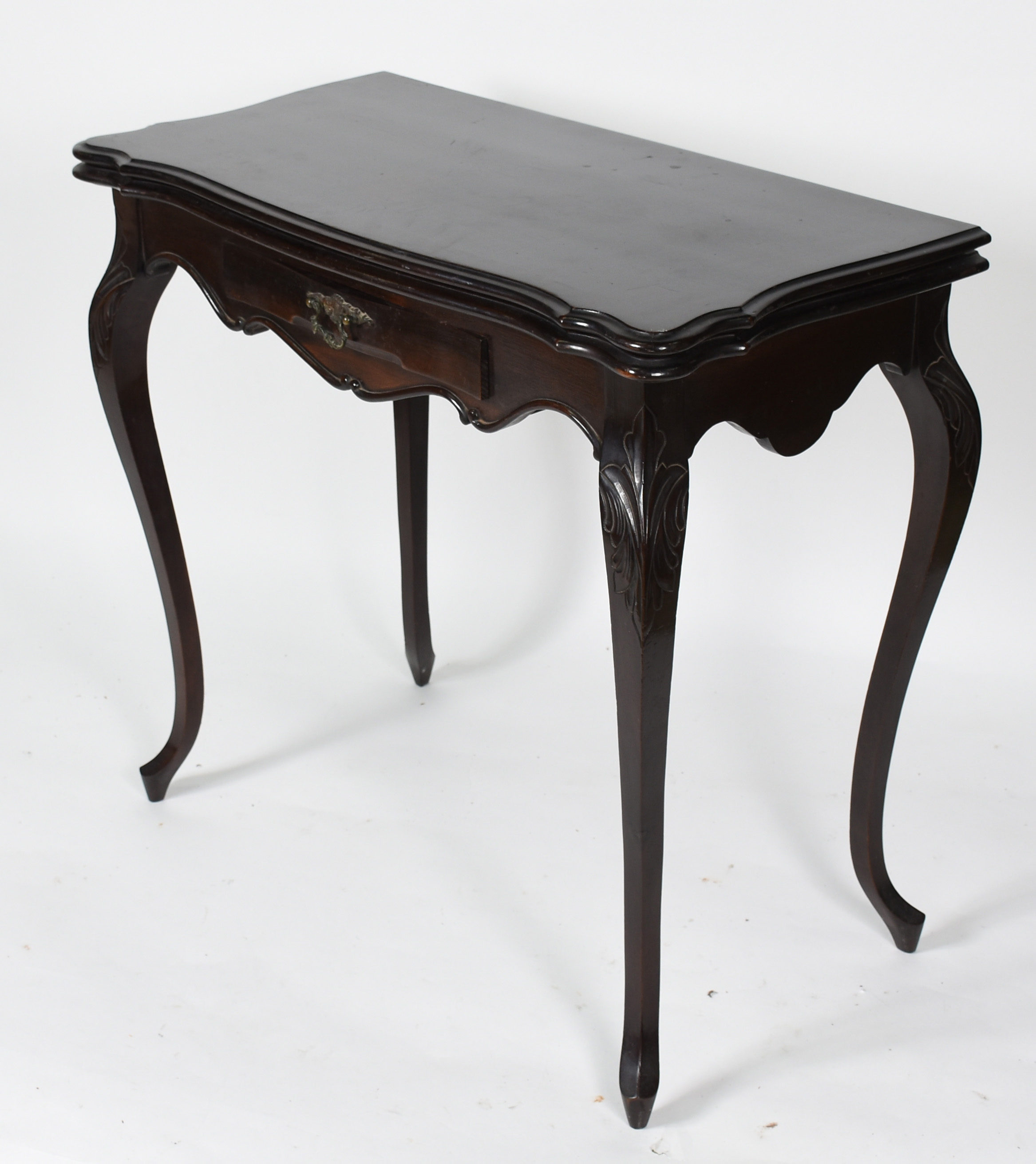 Mesa/console de madeira nobre, uma gaveta com puxador de metal, tampo... - foto 1 de 7