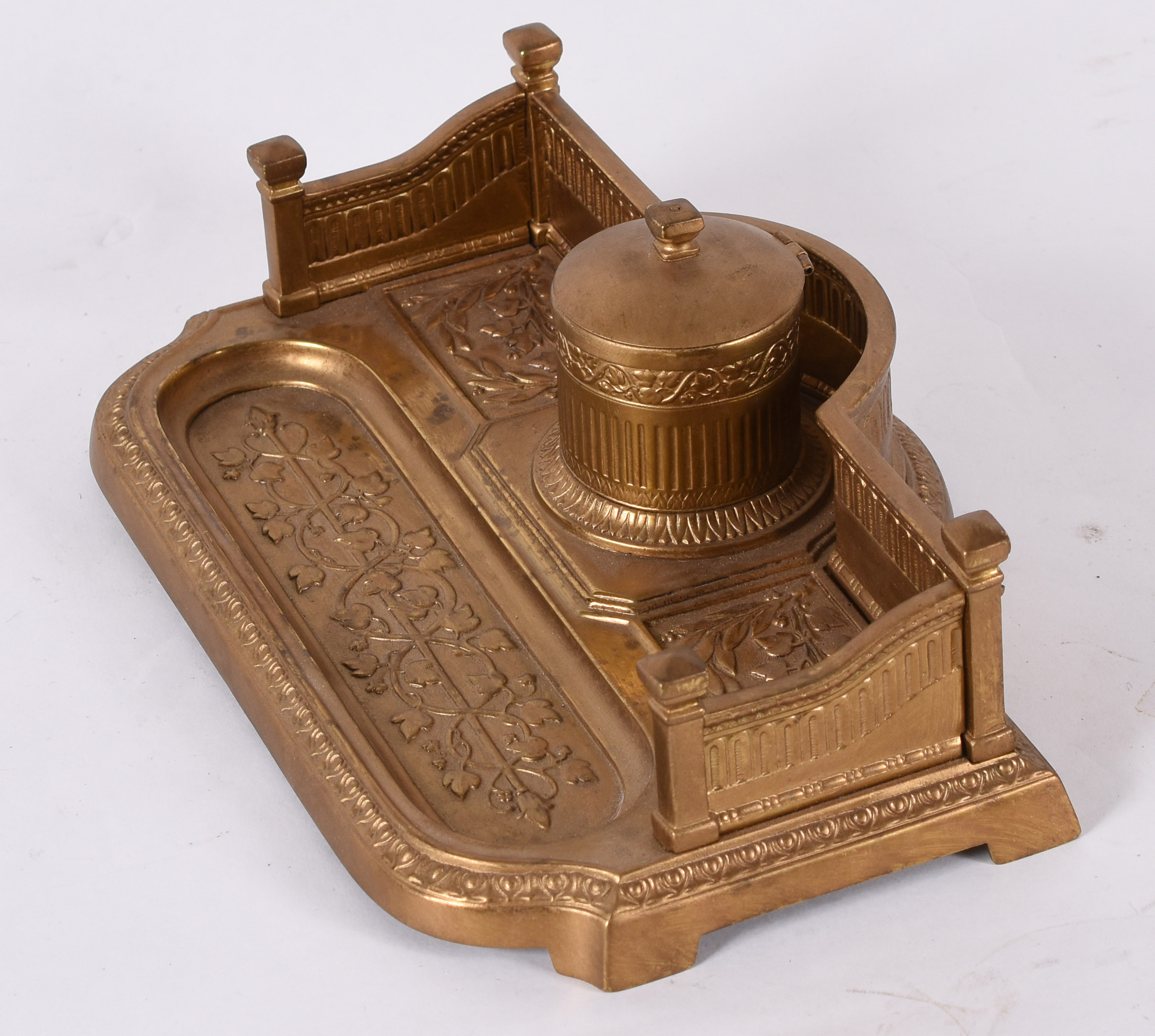 Tinteiro “Art Deco” – Bronze dourado – Decoração com cercadura e... - foto 2 de 3