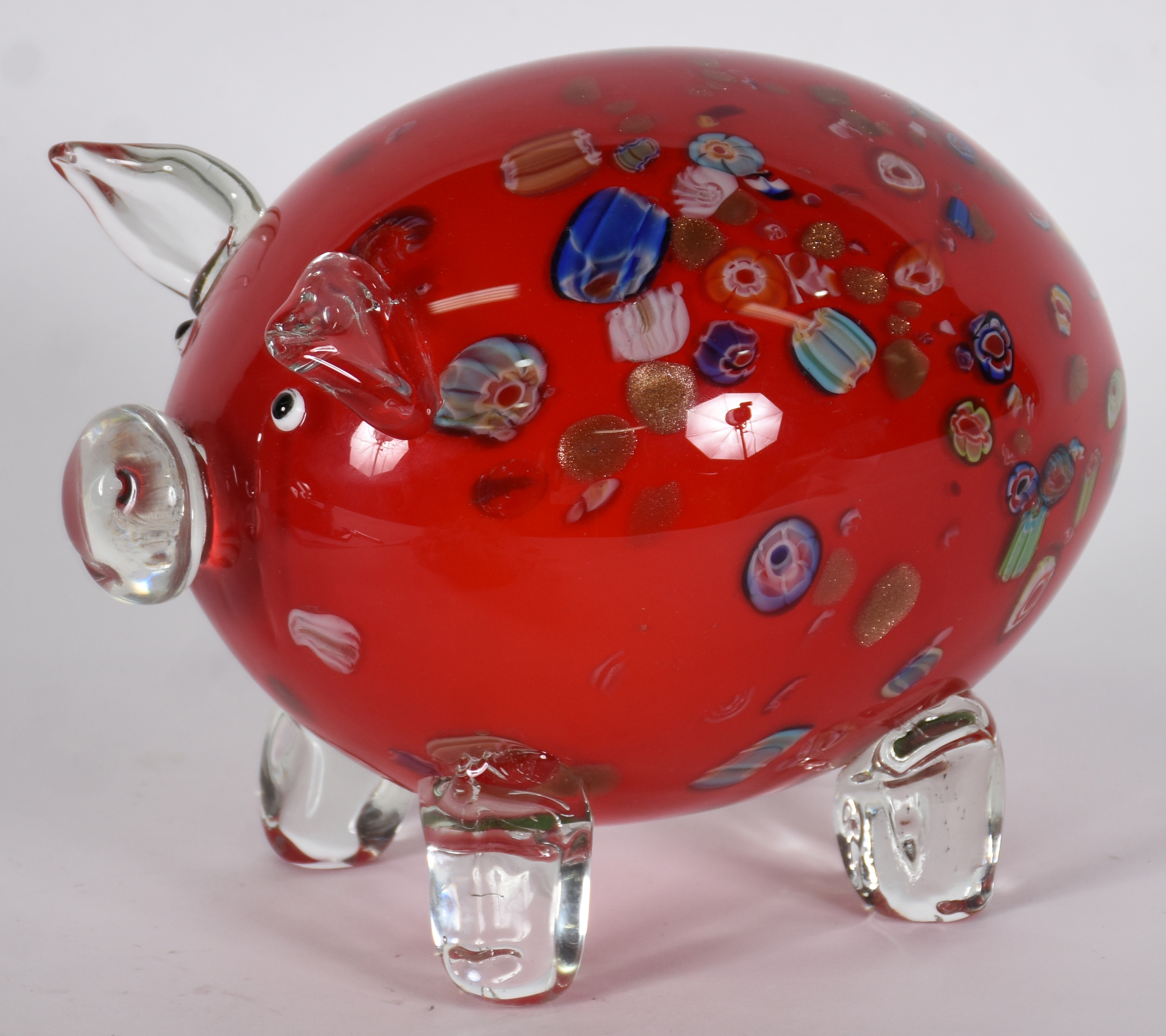 Porco de Murano vermelho com pó de ouro . - foto 1 de 4