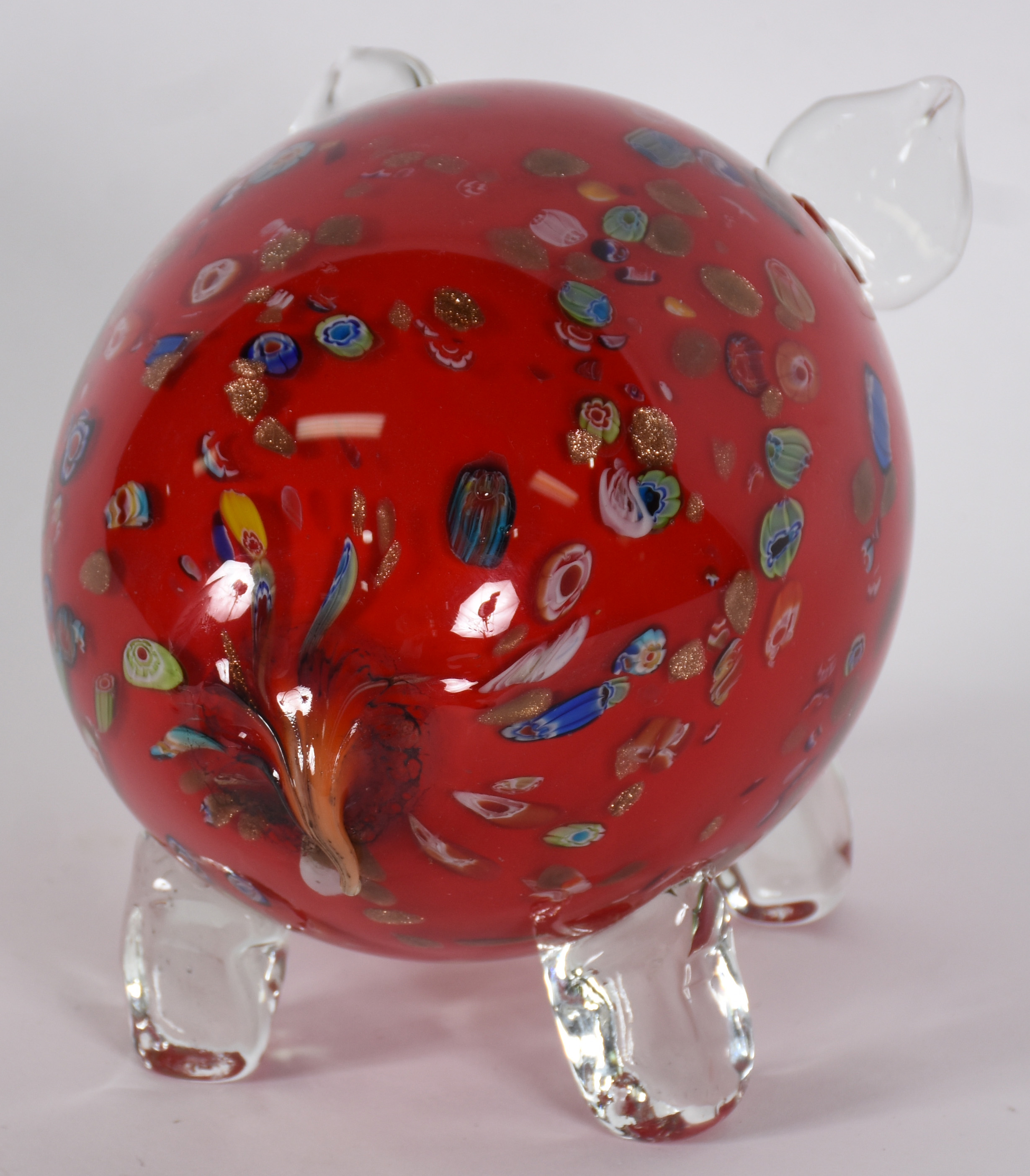 Porco de Murano vermelho com pó de ouro . - foto 3 de 4