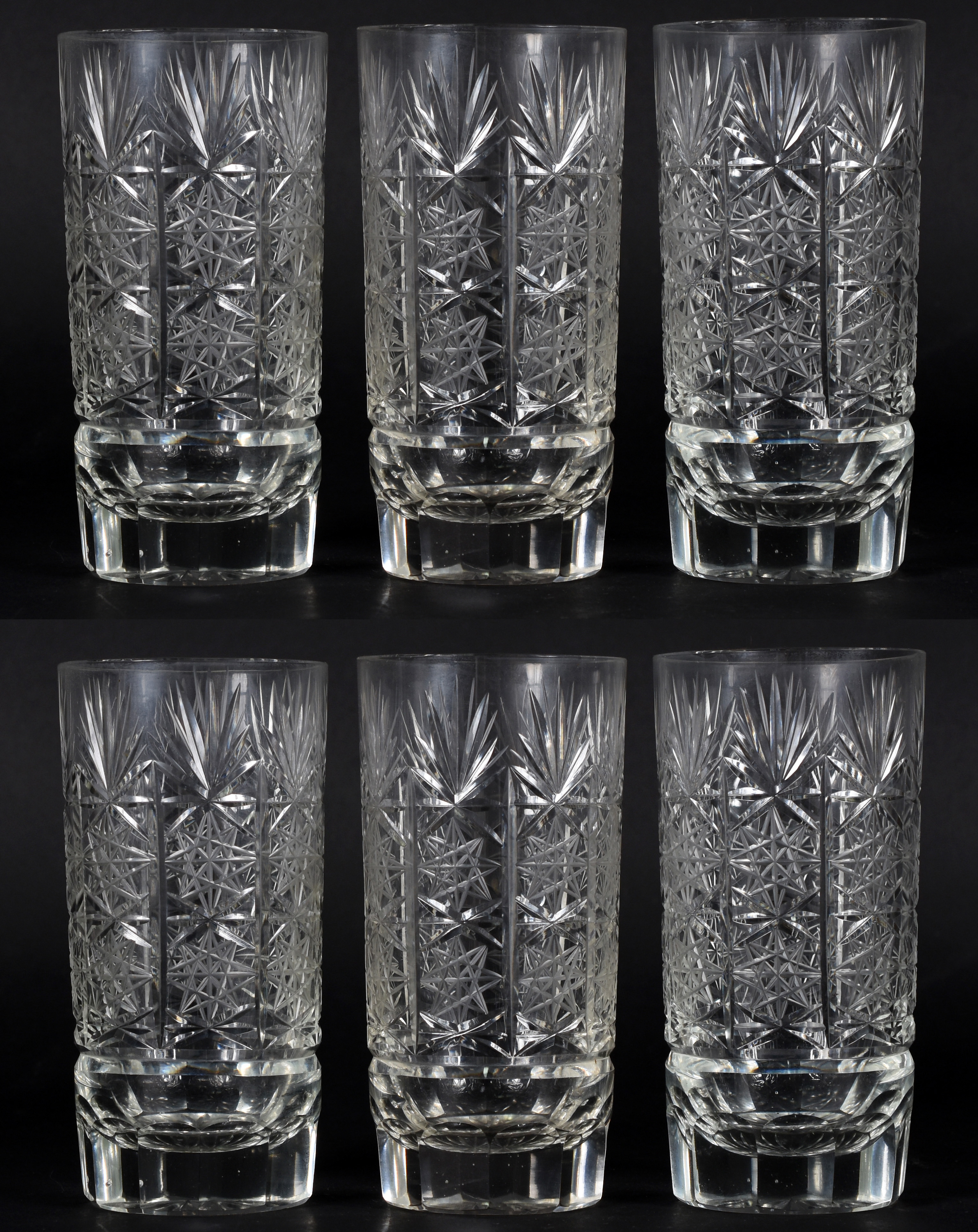 Seis copos longos de cristal lapidado . - foto 1 de 4