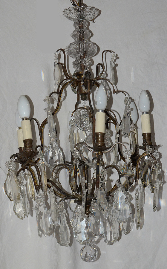 Lustre estilo Versailles para 6 luzes, estrutura de metal e placas de...