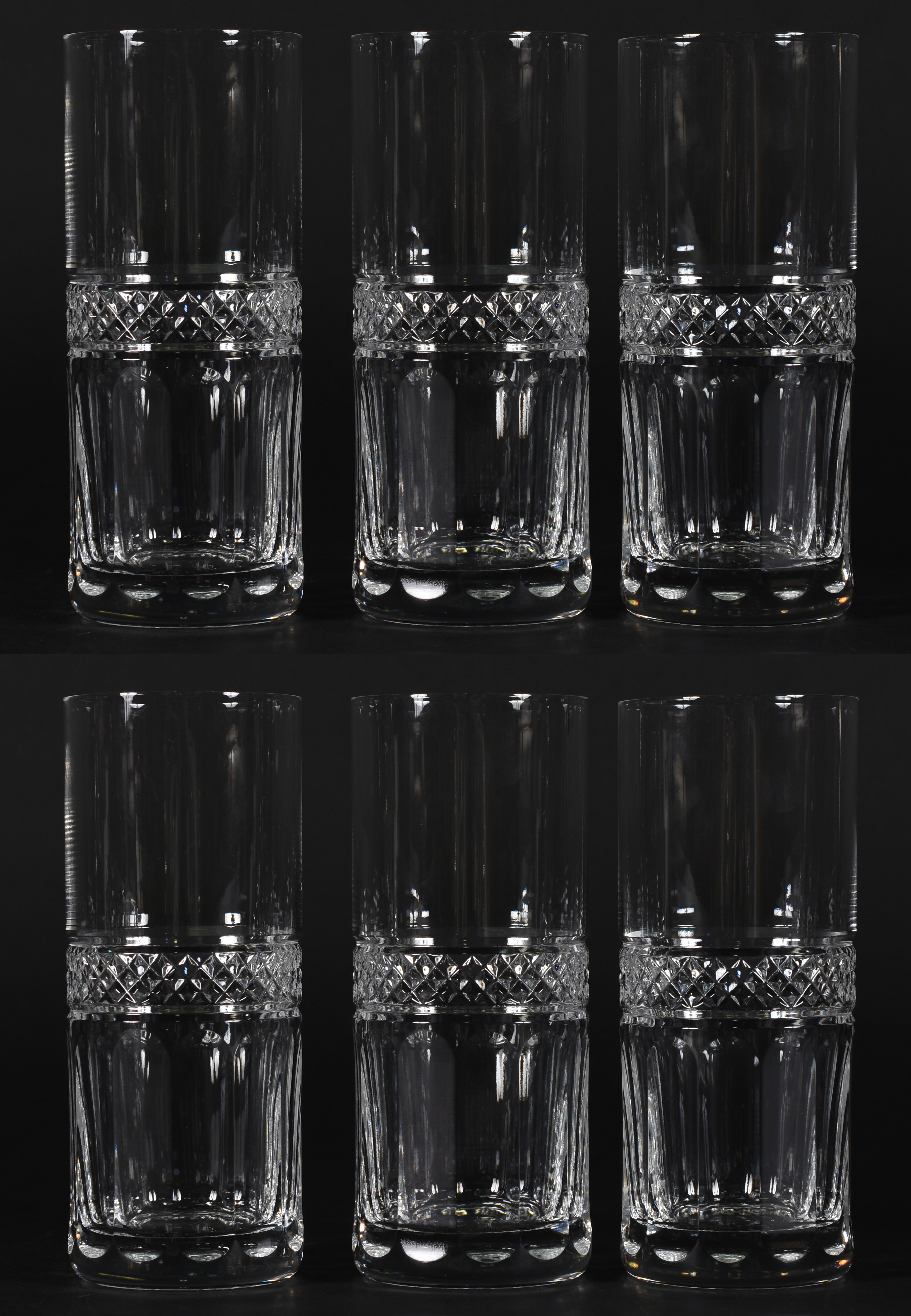 Seis copos longos de cristal para whisky. - foto 1 de 4