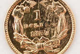 Raridade - Moeda US$ 1,00 (Dólar americano) em ... - Raridade - Moeda US$ 1,00 (Dólar americano) em ouro título 900/1.000 (22 k), de 1859 - Peso total 1,67 g.