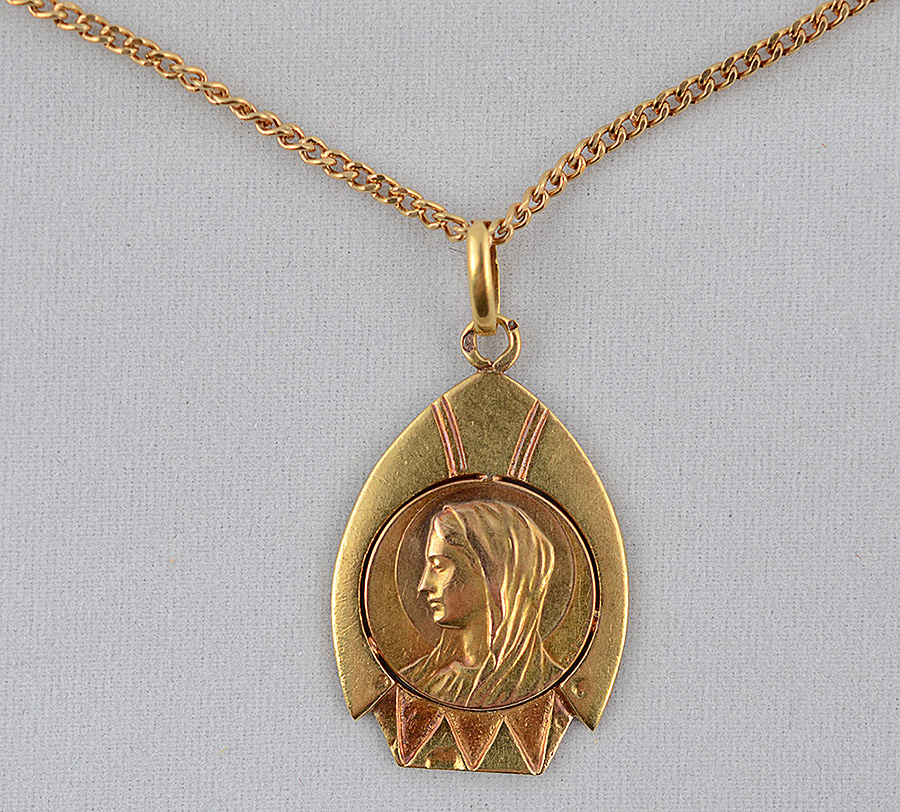 Cordão de ouro amarelo 18 k - 720 com medalha de ouro 18 k - 750 com... - foto 1 de 2