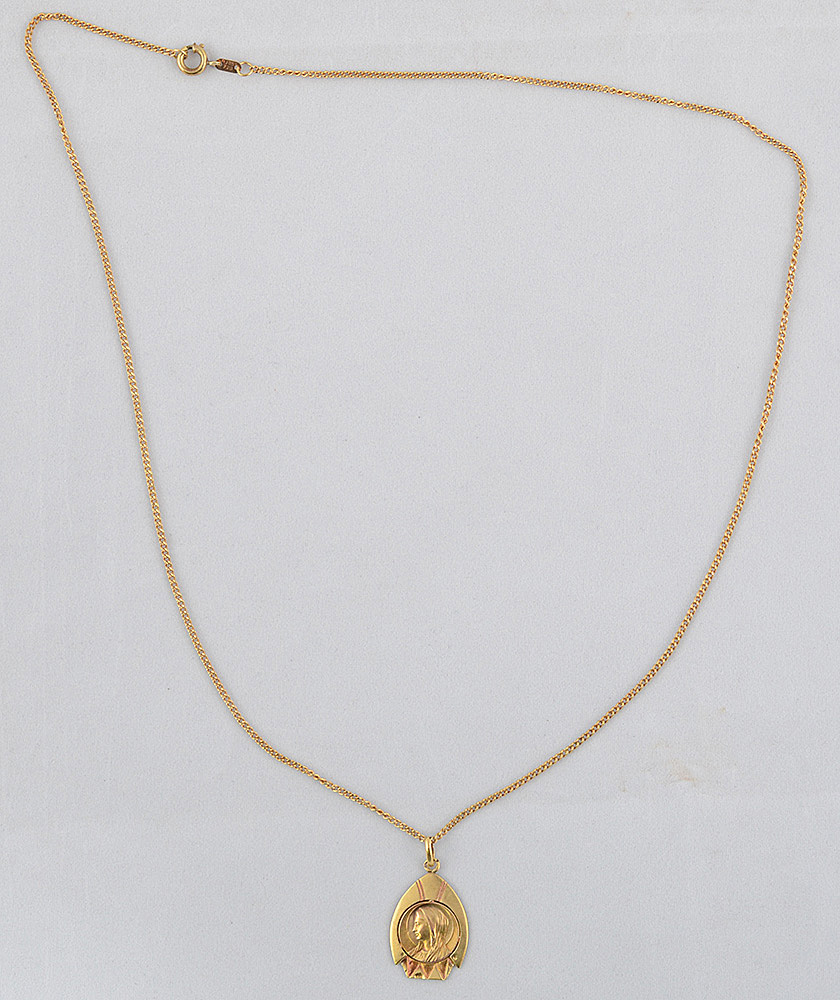 Cordão de ouro amarelo 18 k - 720 com medalha de ouro 18 k - 750 com... - foto 2 de 2