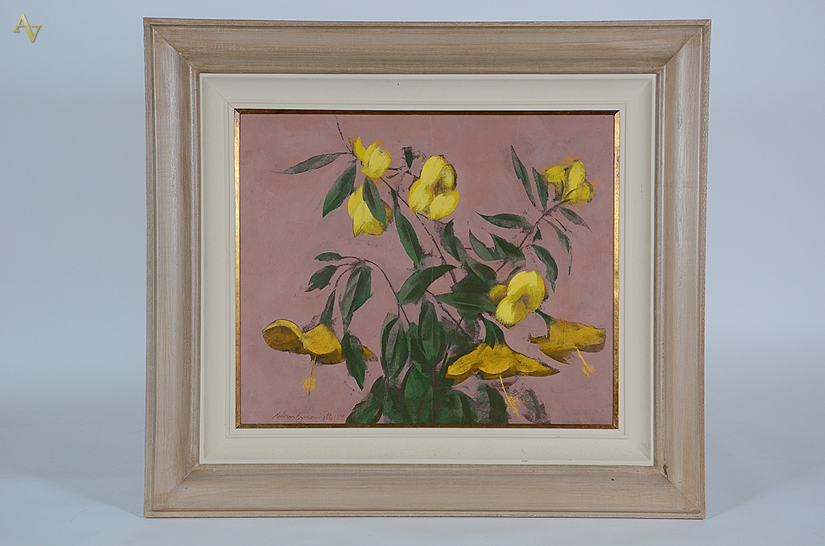 RUBEM ESMANHOTTO - Flores - vinil encerado - 50 X 60 - Cabo Frio... - foto 1 de 4