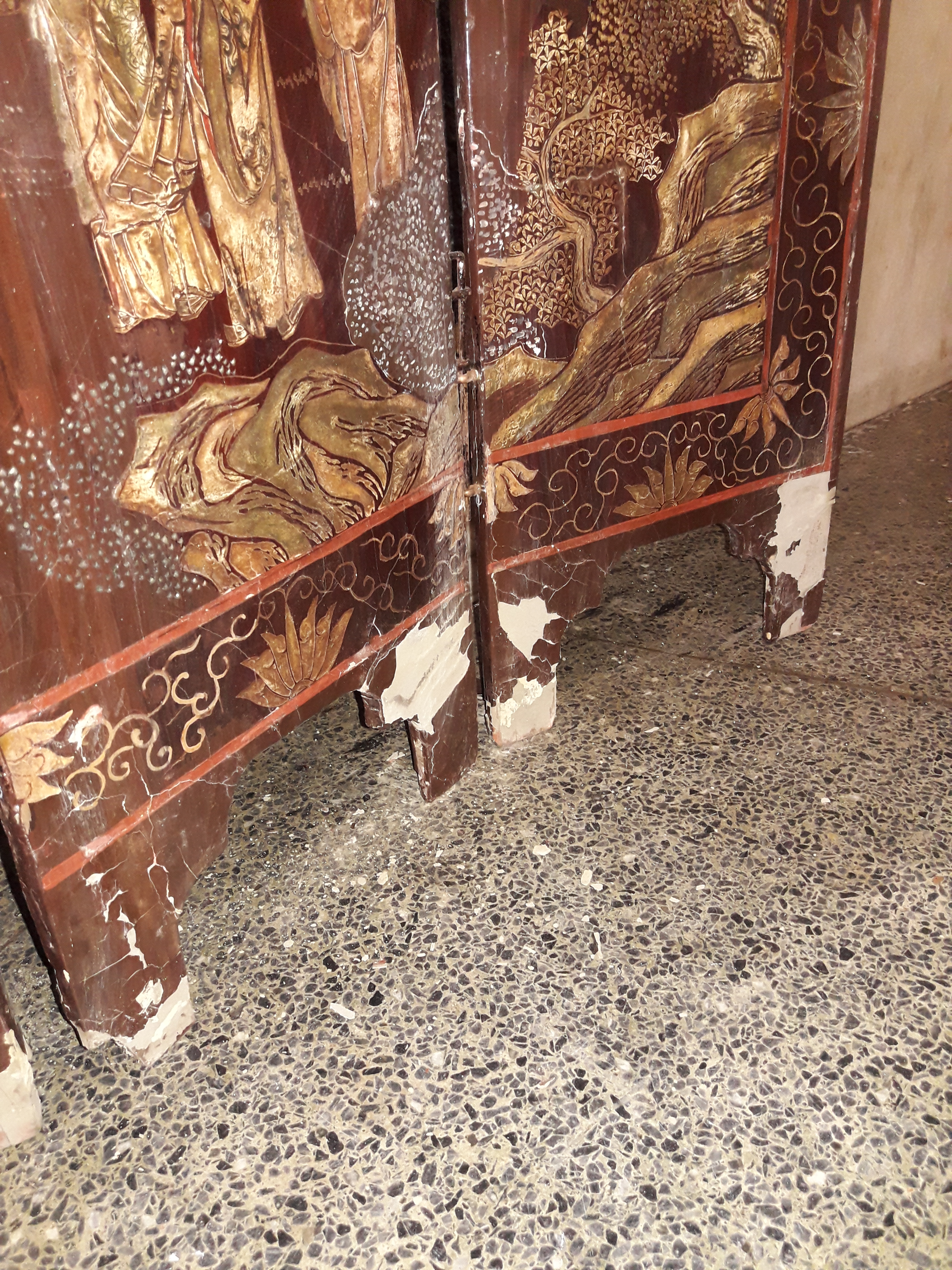 Biombo Chinês – Coromandel antigo e original – Oito folhas – Madeira... - foto 9 de 10