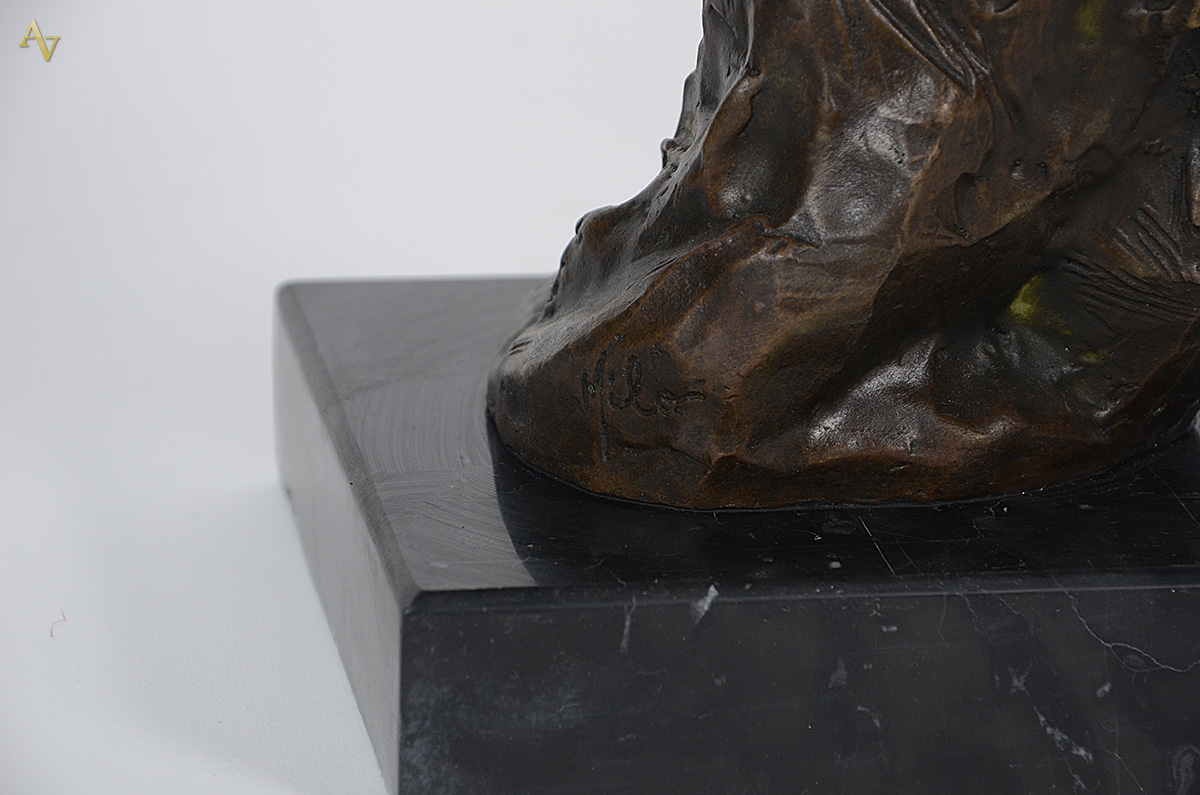 MILO - Escultura de bronze em forma de leopardo com base de mármore... - foto 3 de 3