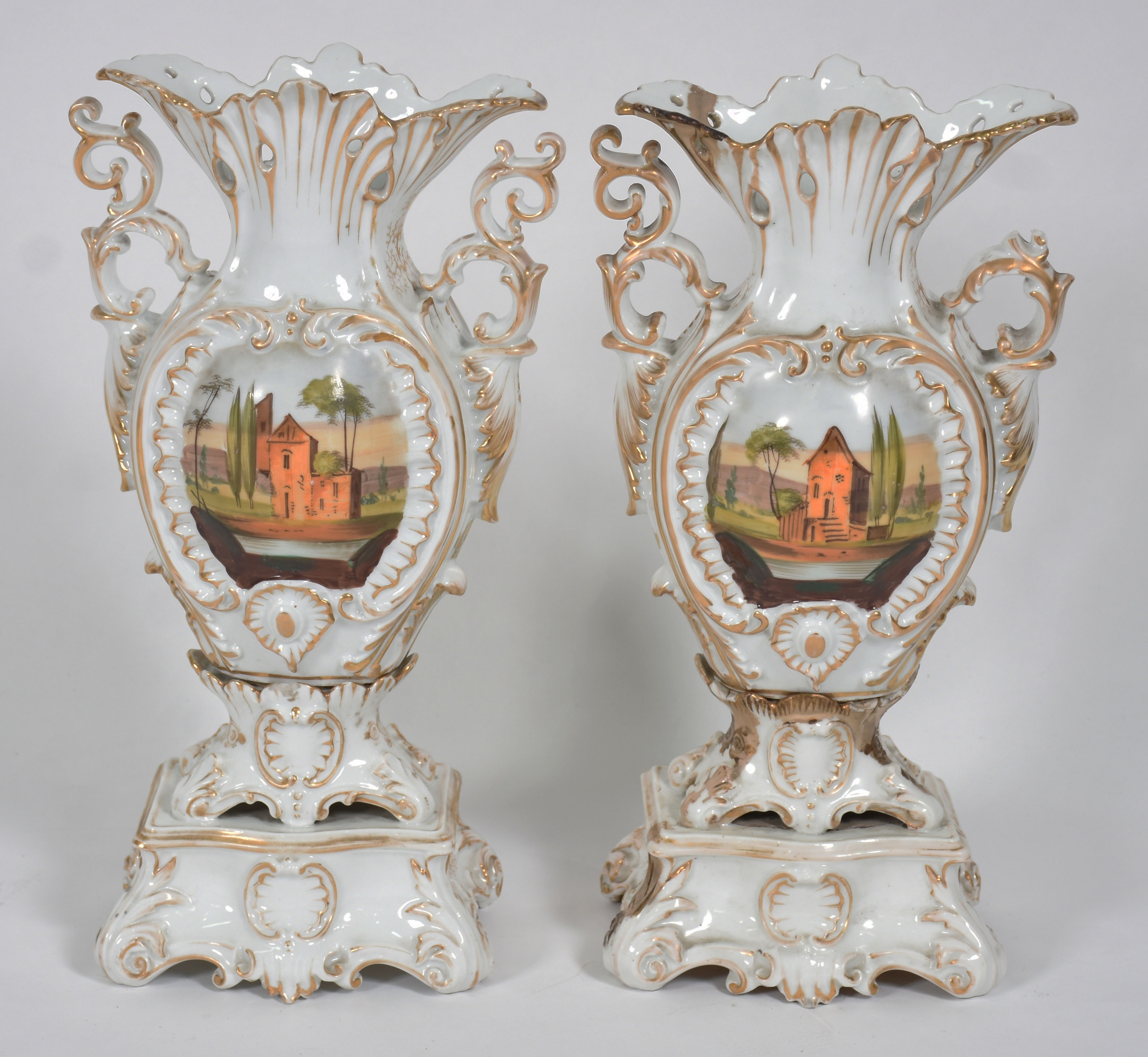 Par de belíssimas ânforas de porcelana francesa VIEUX PARIS... - foto 2 de 5