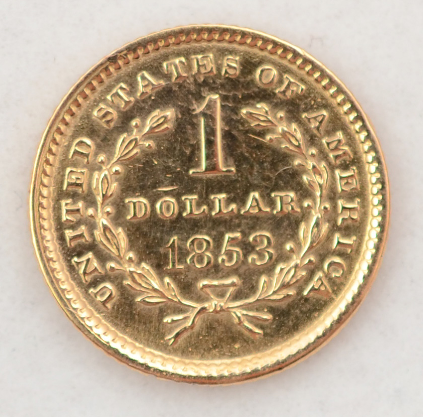 Raridade - Moeda US$ 1,00 (Dólar americano) em ouro título 900/1.000... - foto 2 de 2