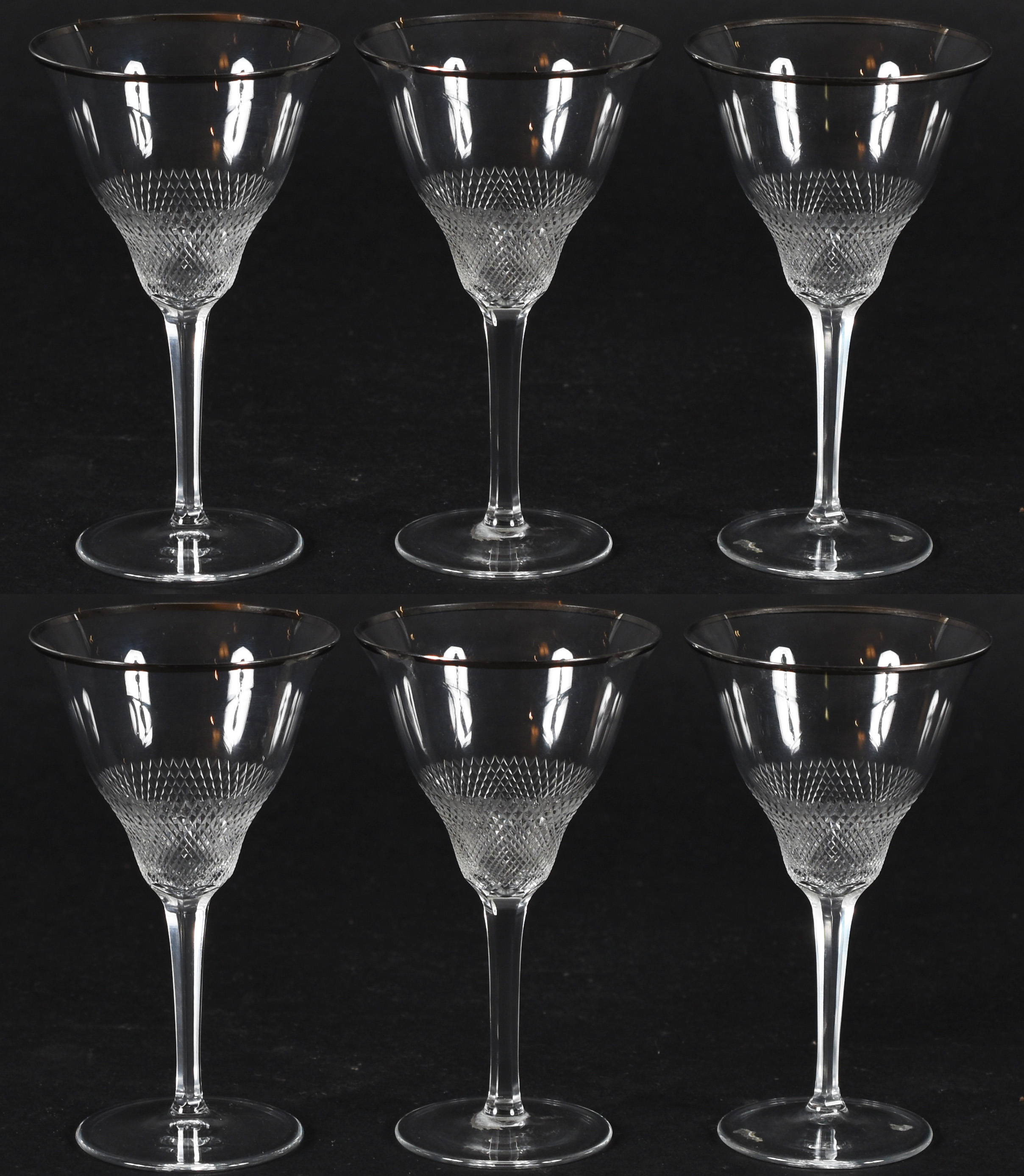 Conjunto de copos – Cristal francês – Decoração com friso prata na... - foto 1 de 2