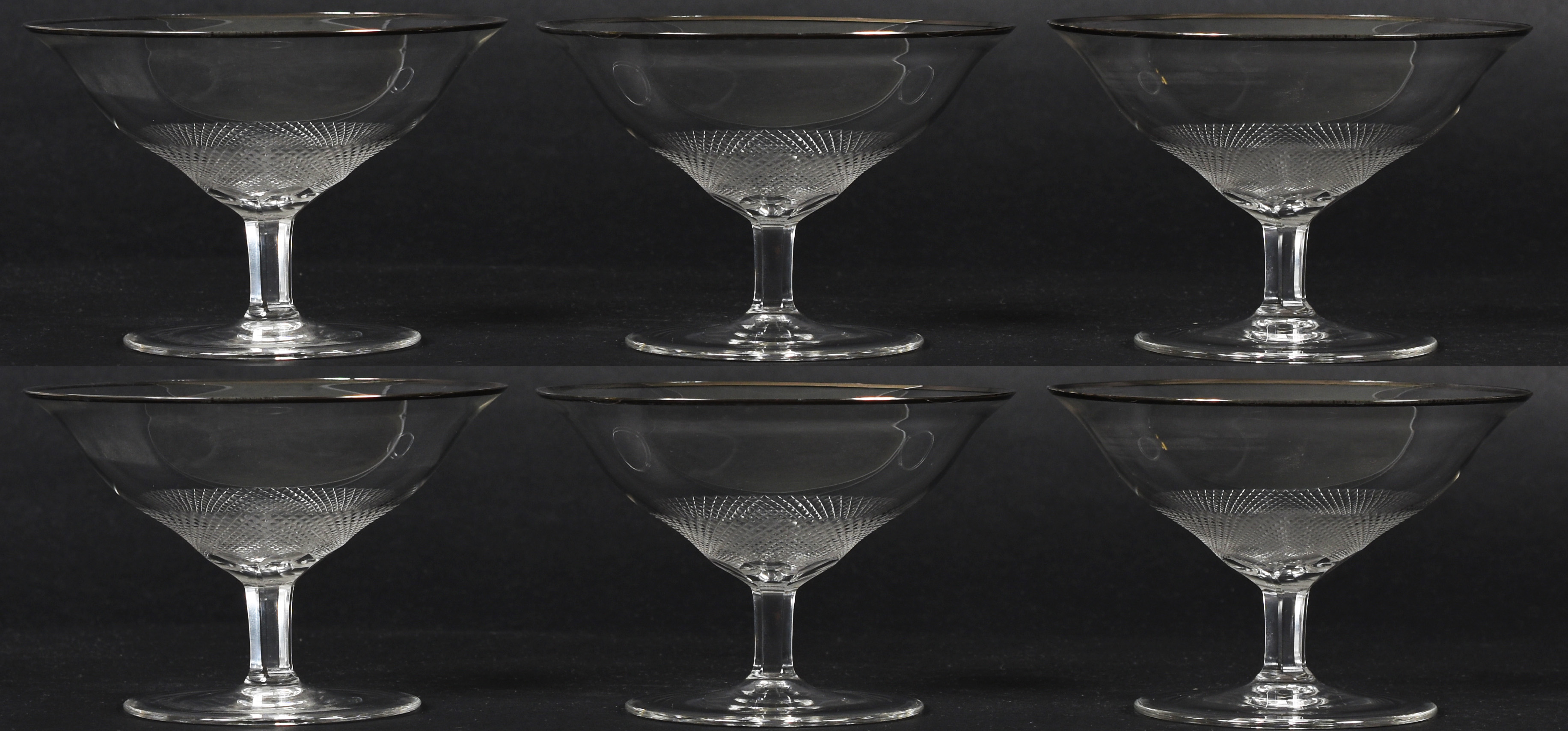 Conjunto de copos – Cristal francês – Decoração com friso prata na... - foto 2 de 2