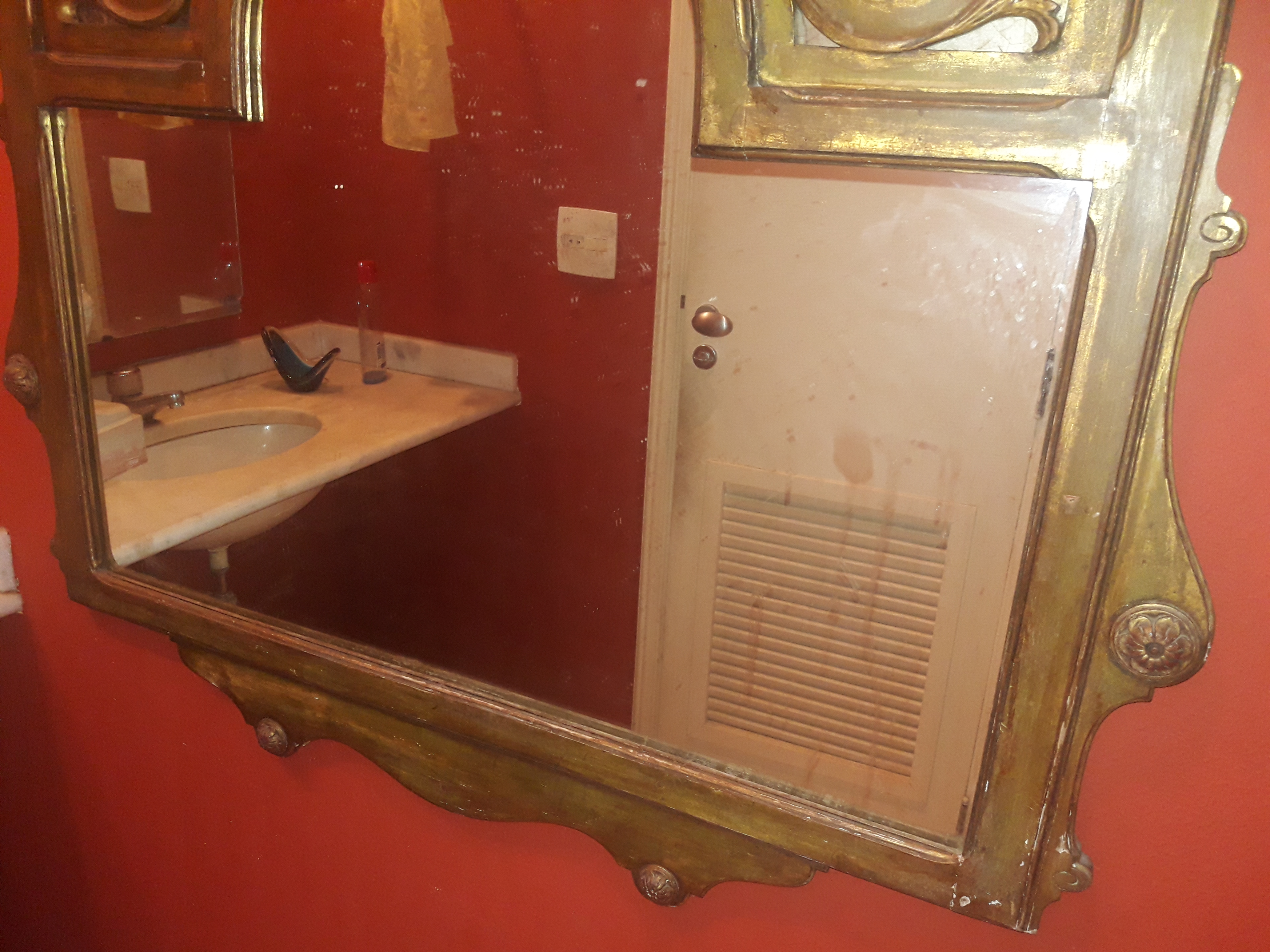 Espelho “Art Nouveau” – Madeira entalhada e dourada – Decoração... - foto 3 de 3