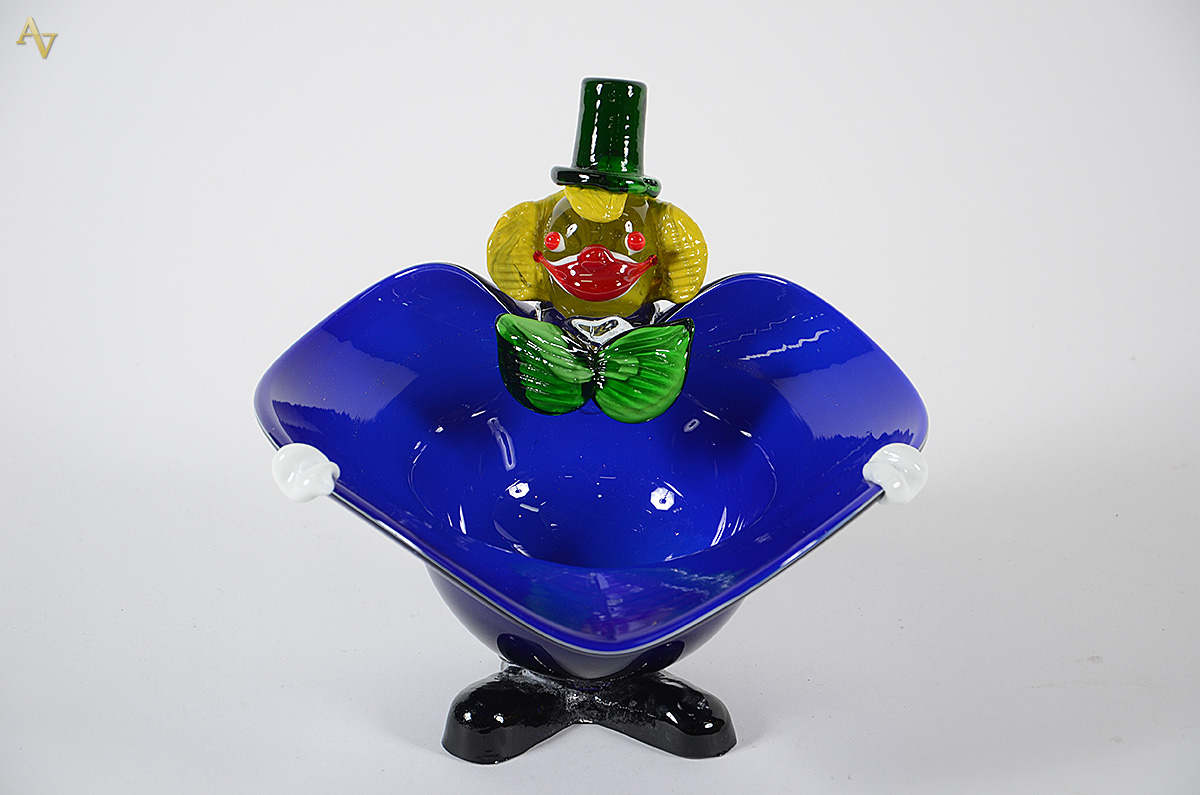 Baleiro em forma de palhaço de murano. Altura 21 cm. - foto 1 de 2