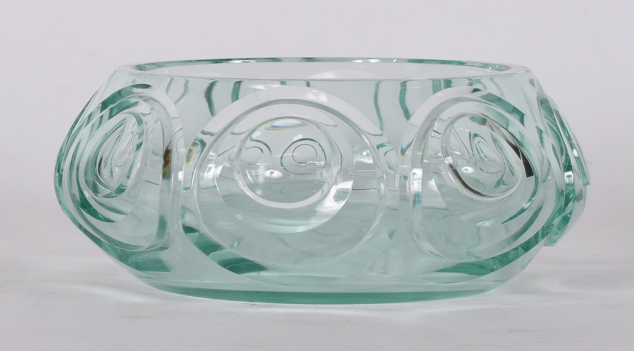 MOSER - Bowl de cristal tcheco trabalhado com circulos em relevo na... - foto 2 de 3
