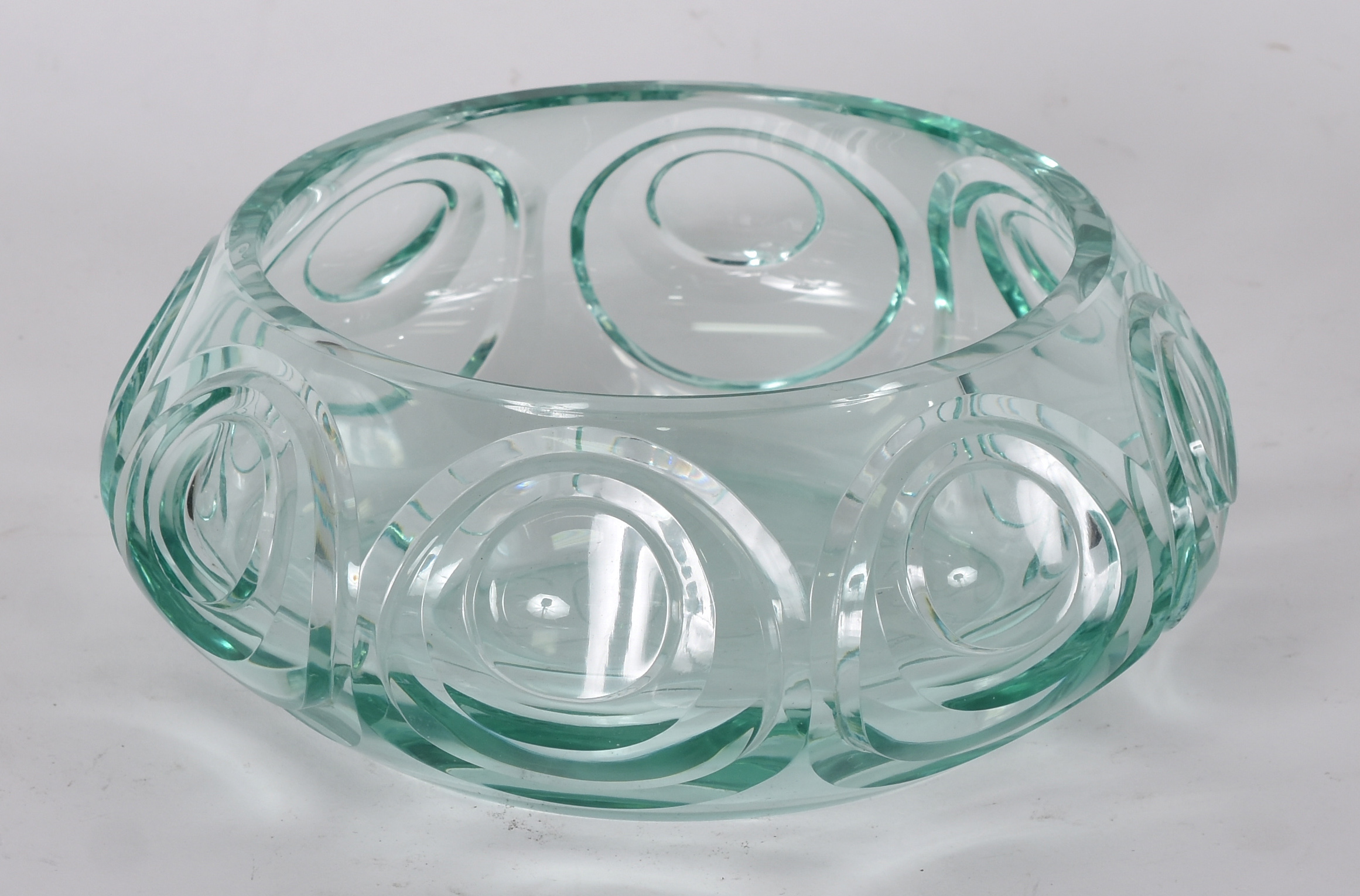 MOSER - Bowl de cristal tcheco trabalhado com circulos em relevo na... - foto 1 de 3