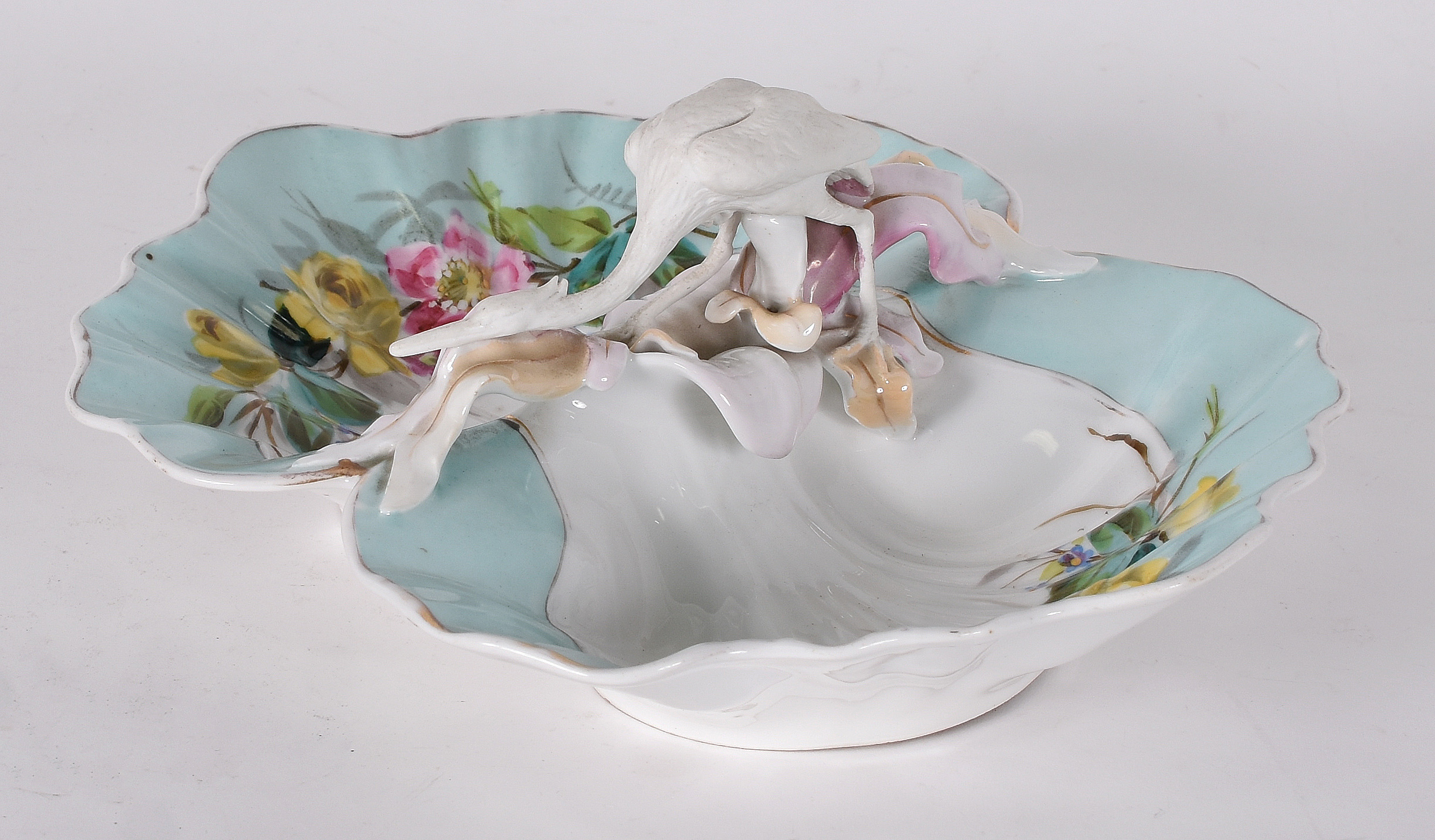 Prato para petiscos de porcelana francesa Velho Paris, borda azul... - foto 1 de 6