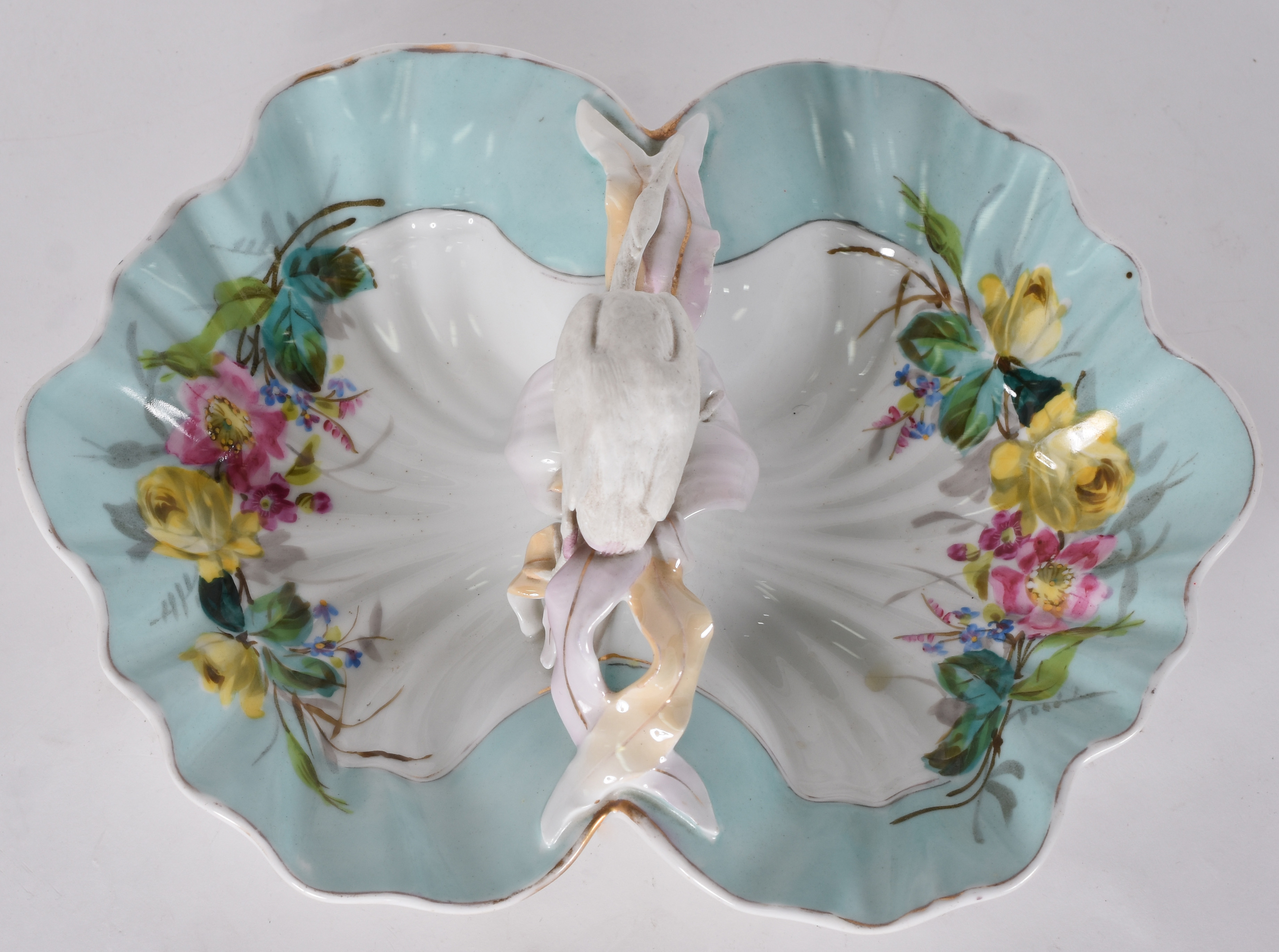 Prato para petiscos de porcelana francesa Velho Paris, borda azul... - foto 2 de 6
