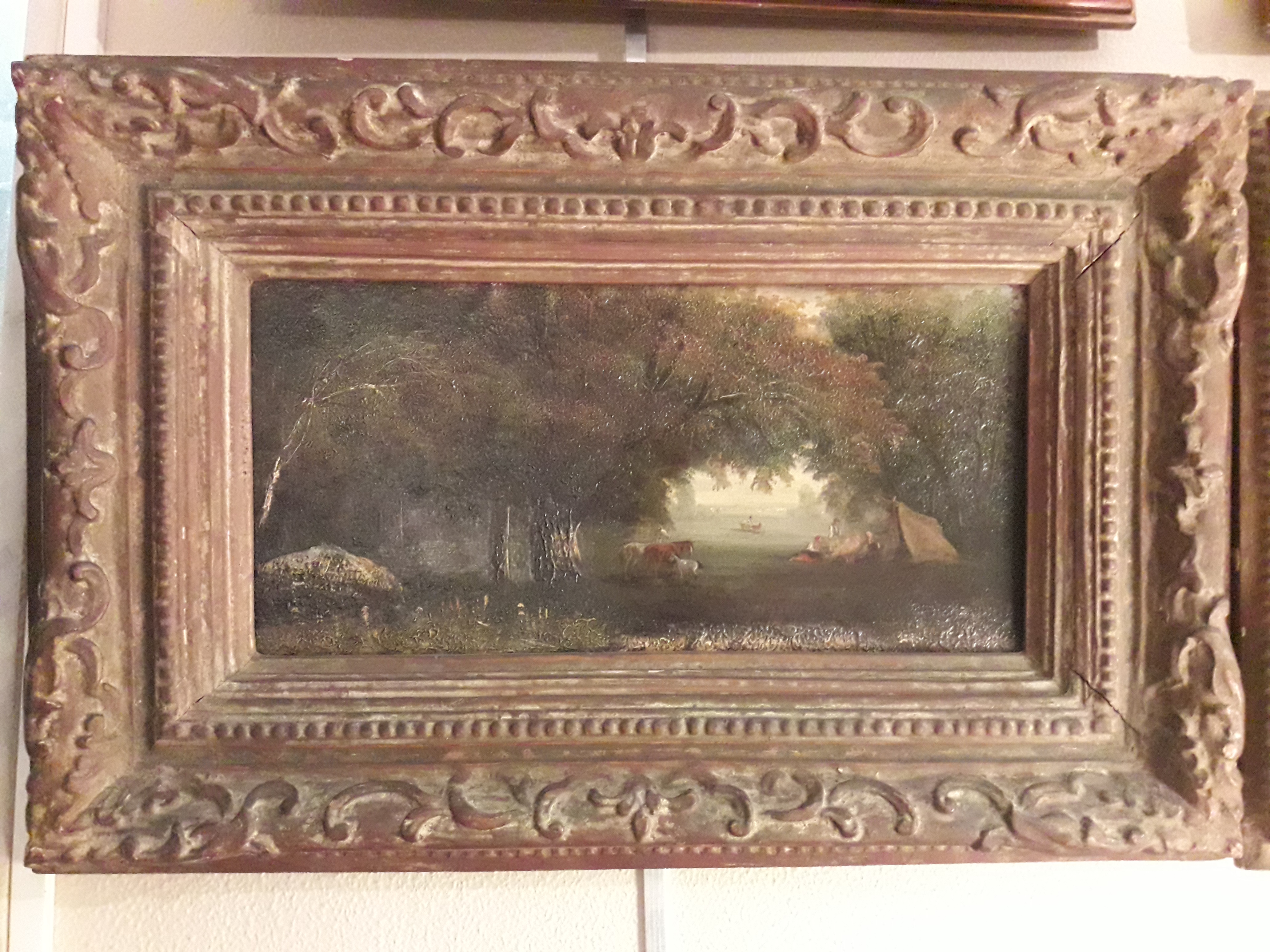 Escola Inglesa -Pendant- Duas paisagens com cenas de caça- Molduras... - foto 2 de 2