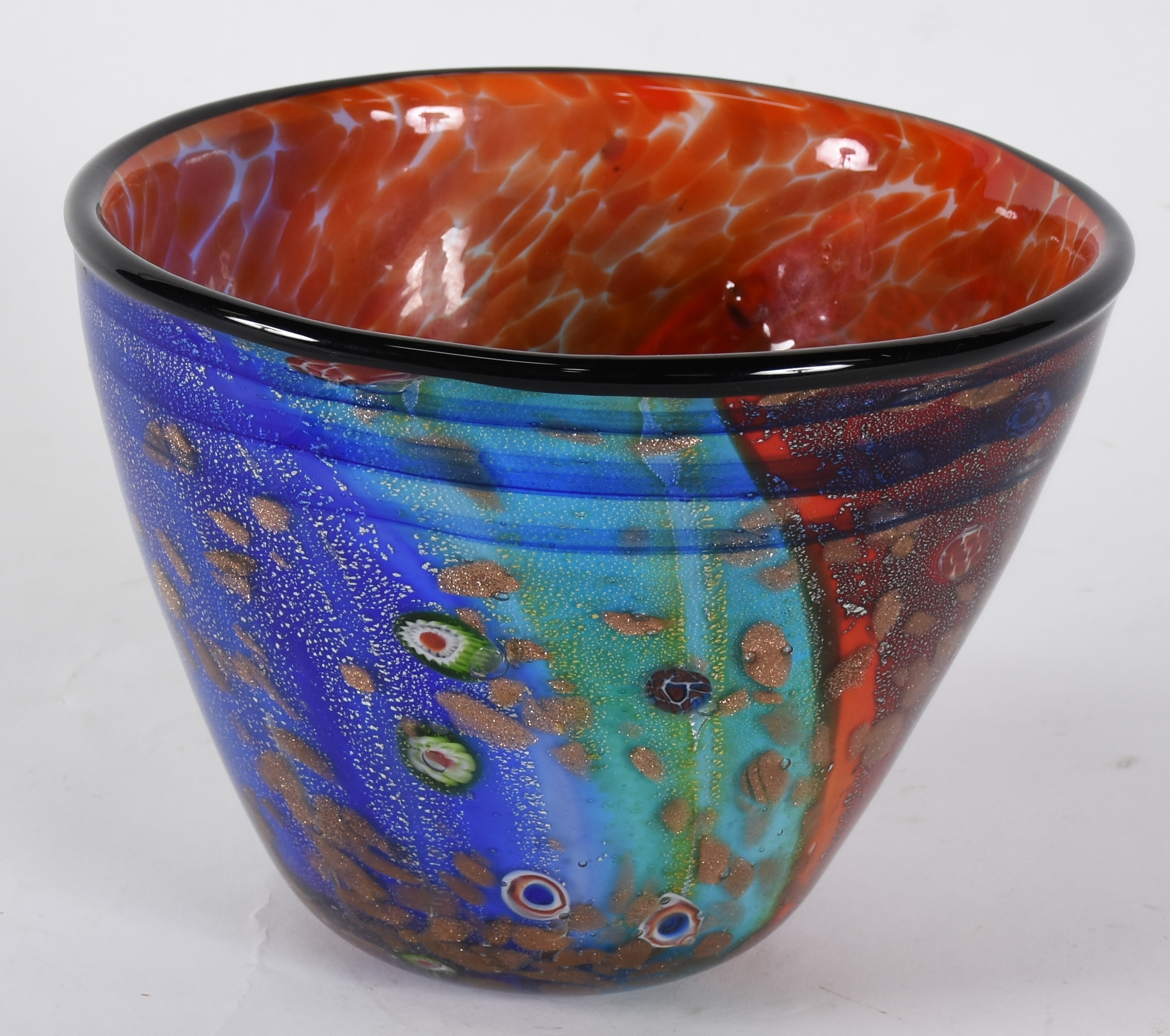 Cachepot de murano azul com pó de ouro . - foto 2 de 4