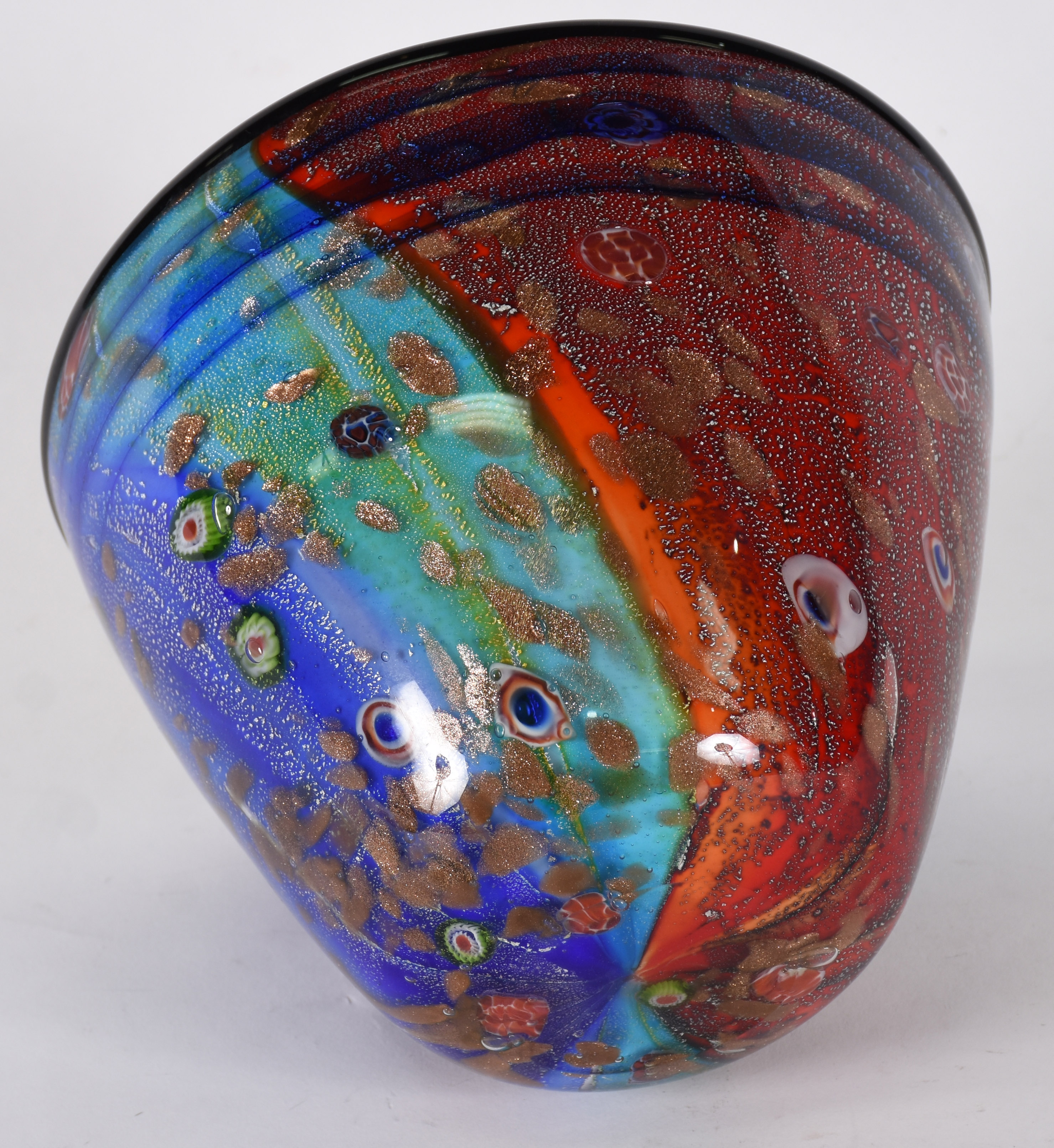 Cachepot de murano azul com pó de ouro . - foto 4 de 4