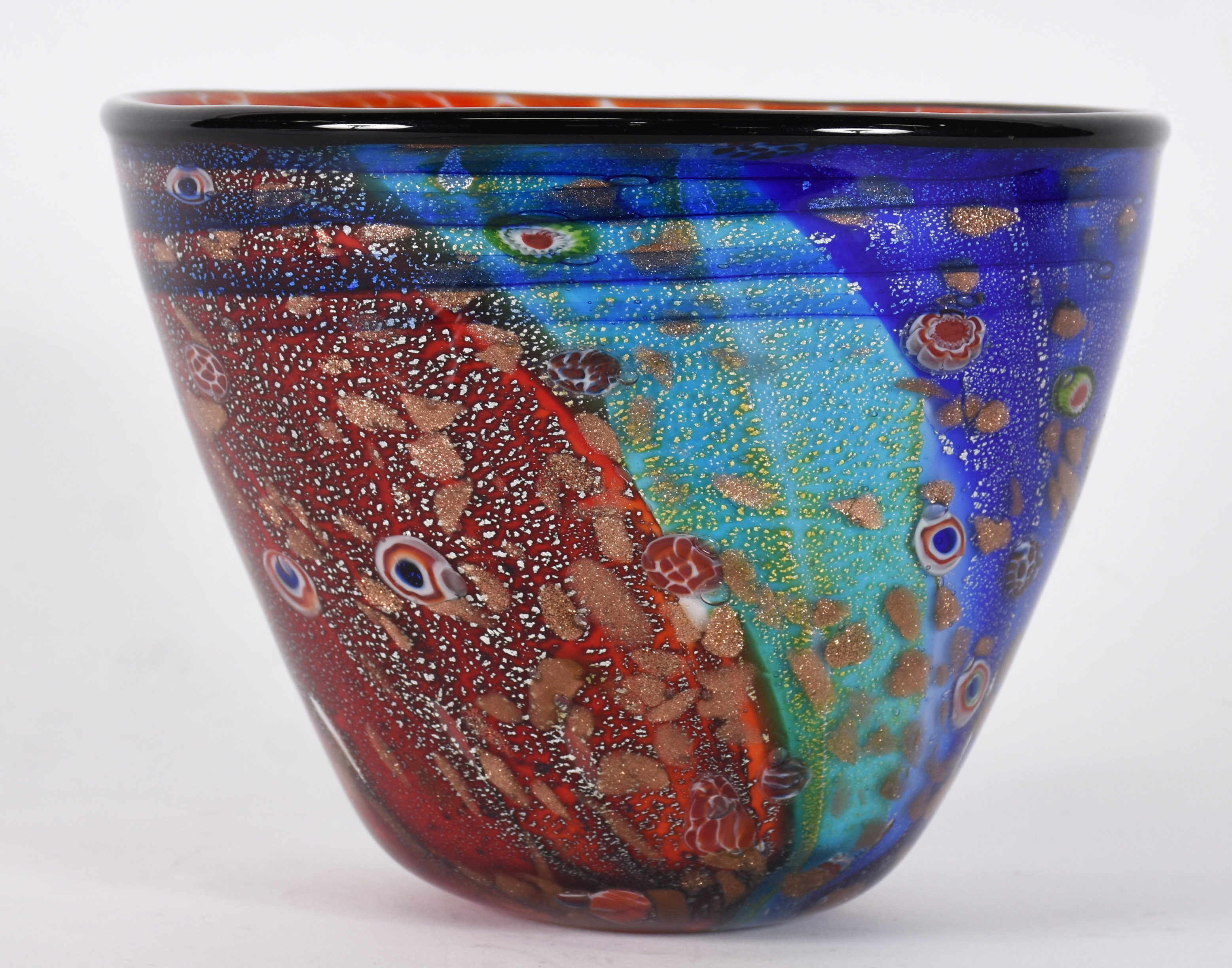 Cachepot de murano azul com pó de ouro . - foto 1 de 4