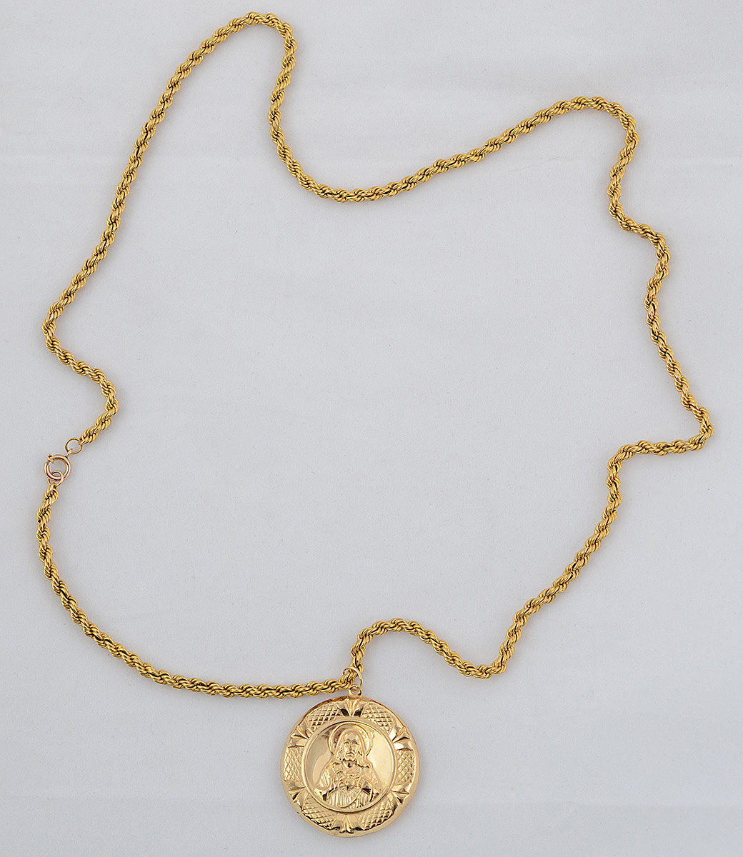 Colar de ouro amarelo 18 k com pendente de ouro (baixo). Peso total... - foto 2 de 2
