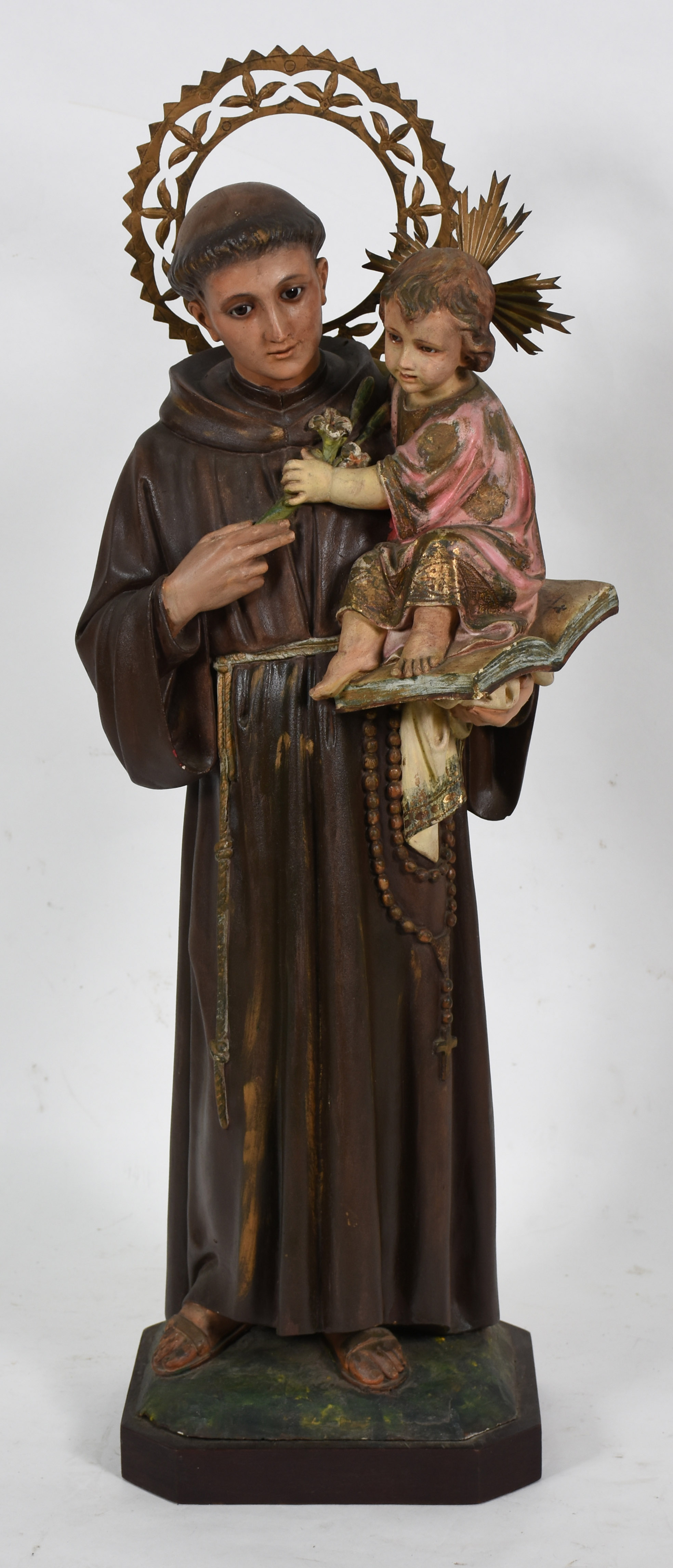 Santo Antônio com menino e resplendor. Grande e antiga imagem de... - foto 1 de 5