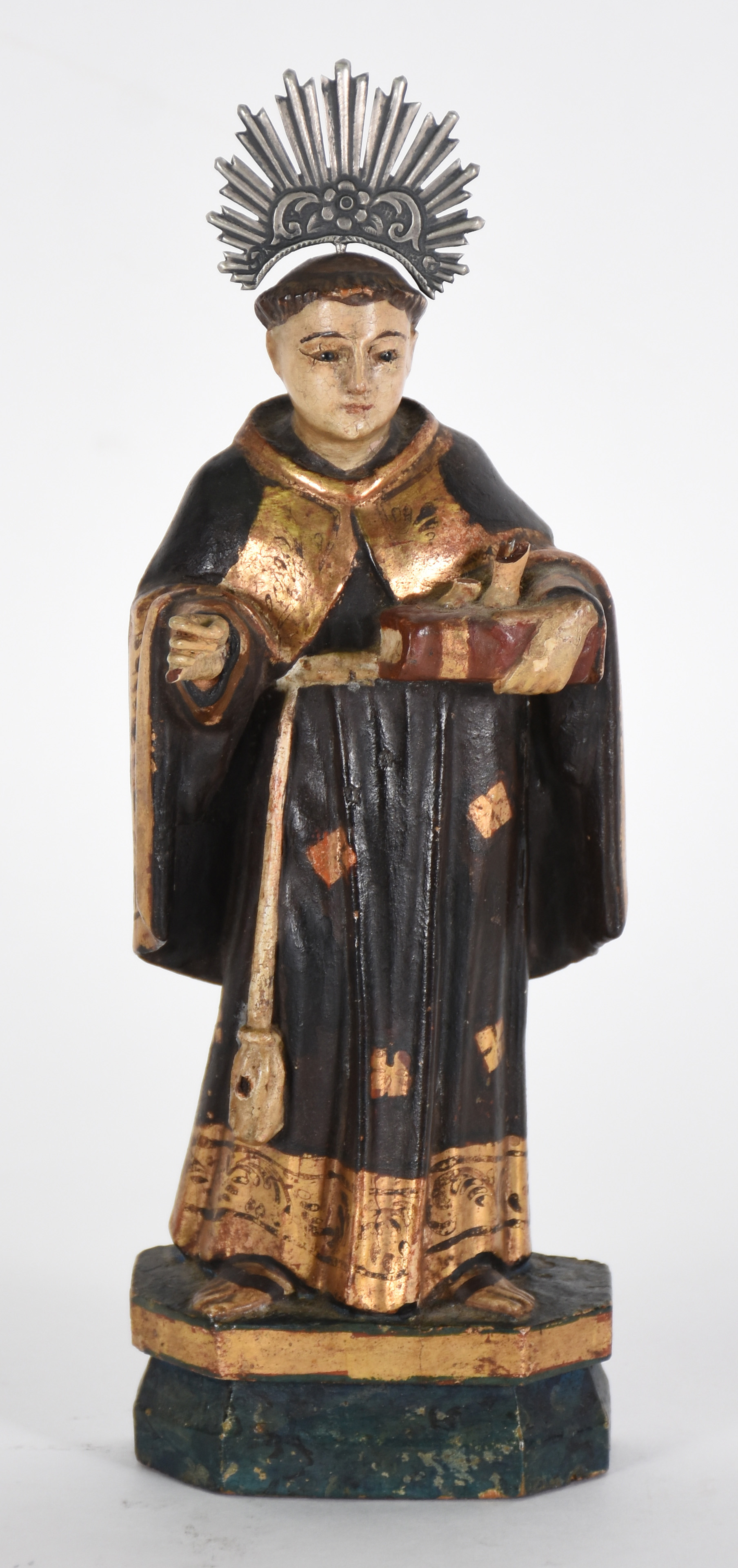 Imagem de Santo Antônio de madeira policromada, com resplendor . - foto 1 de 4