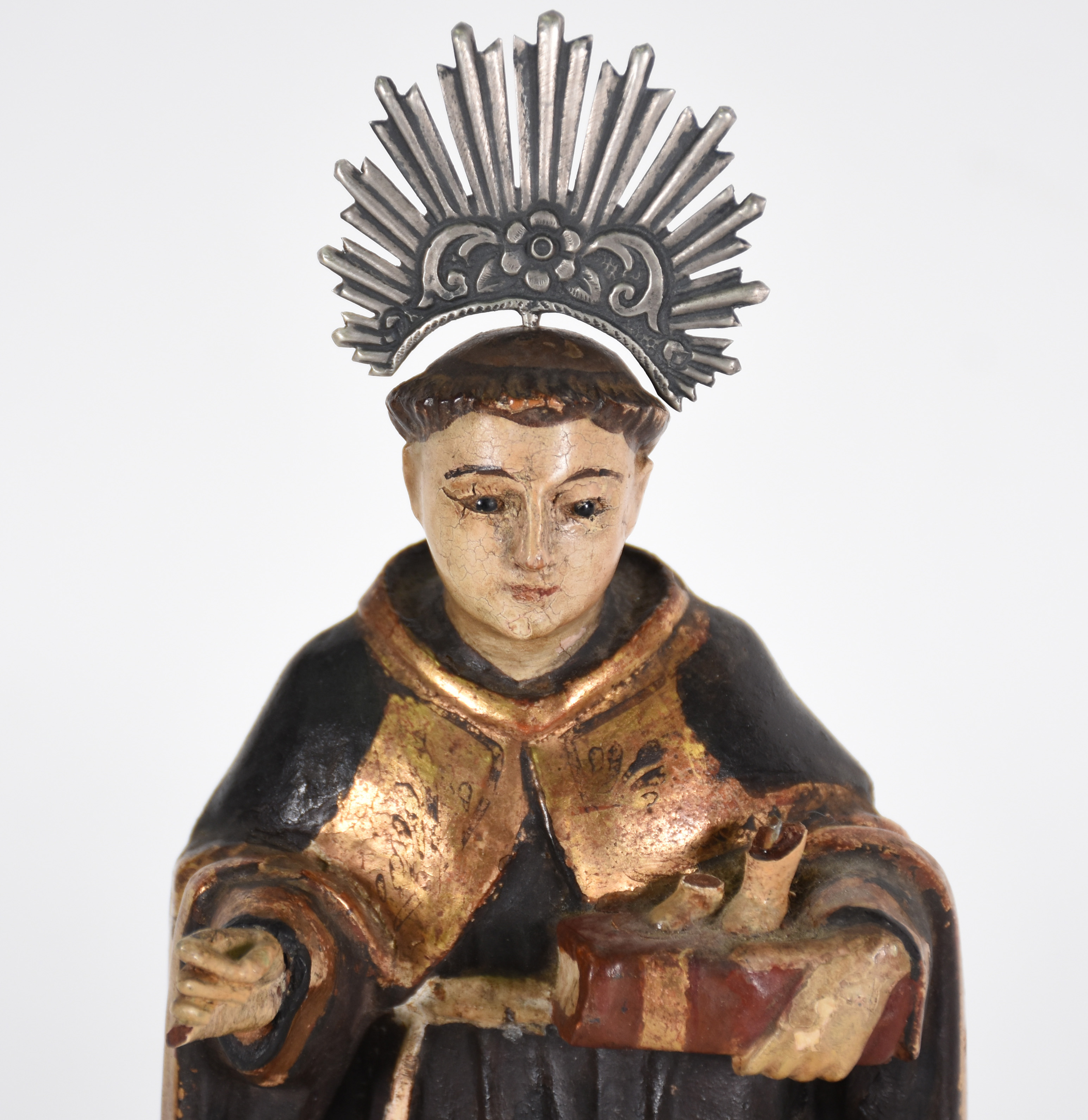 Imagem de Santo Antônio de madeira policromada, com resplendor . - foto 2 de 4