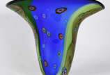 Jarro de murano azul e verde com pó de ouro . - Jarro de murano azul e verde com pó de ouro .
