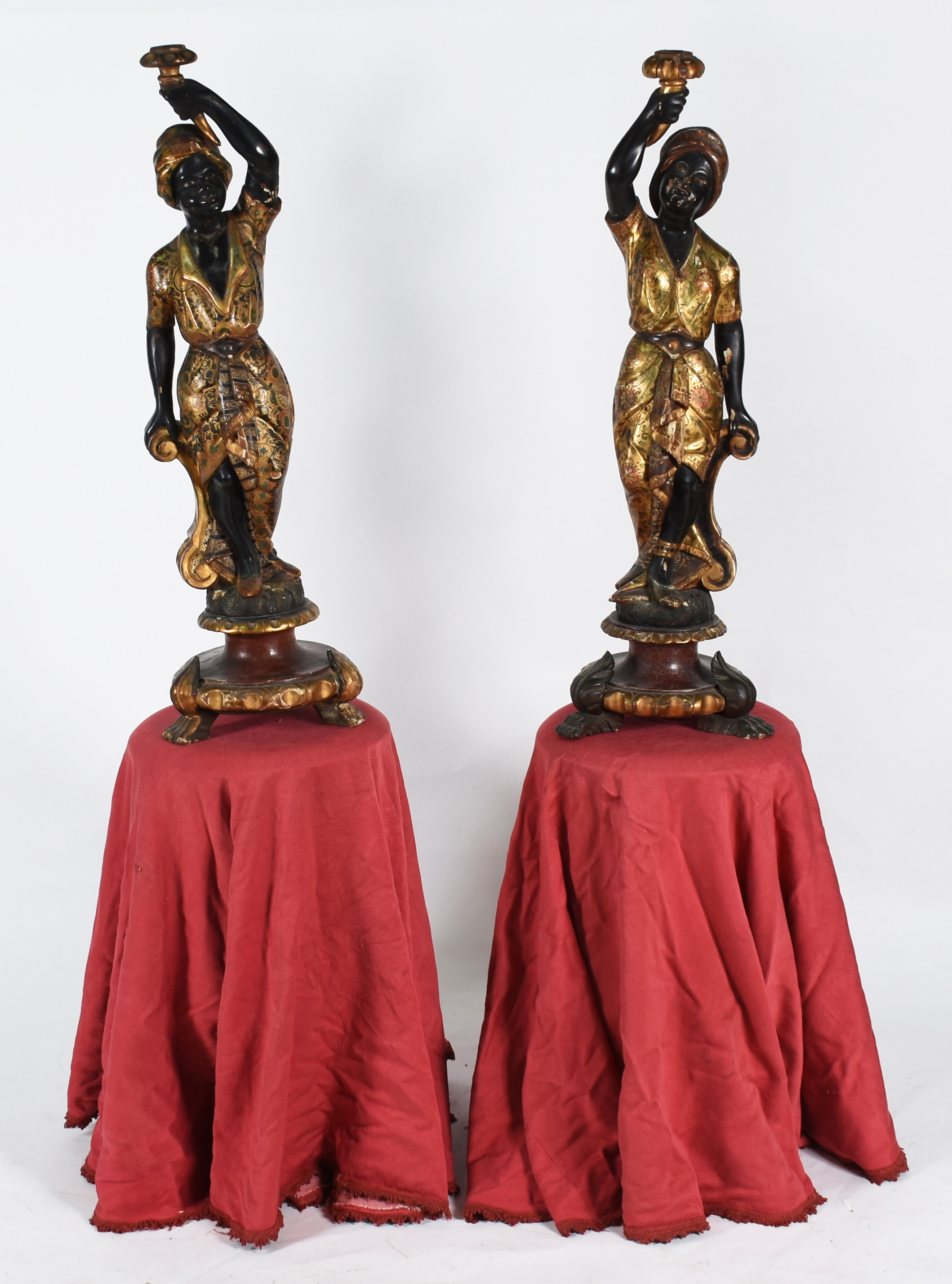 Par de excepcionais “Blackamoor” venezianos de madeira ricamente... - foto 2 de 10