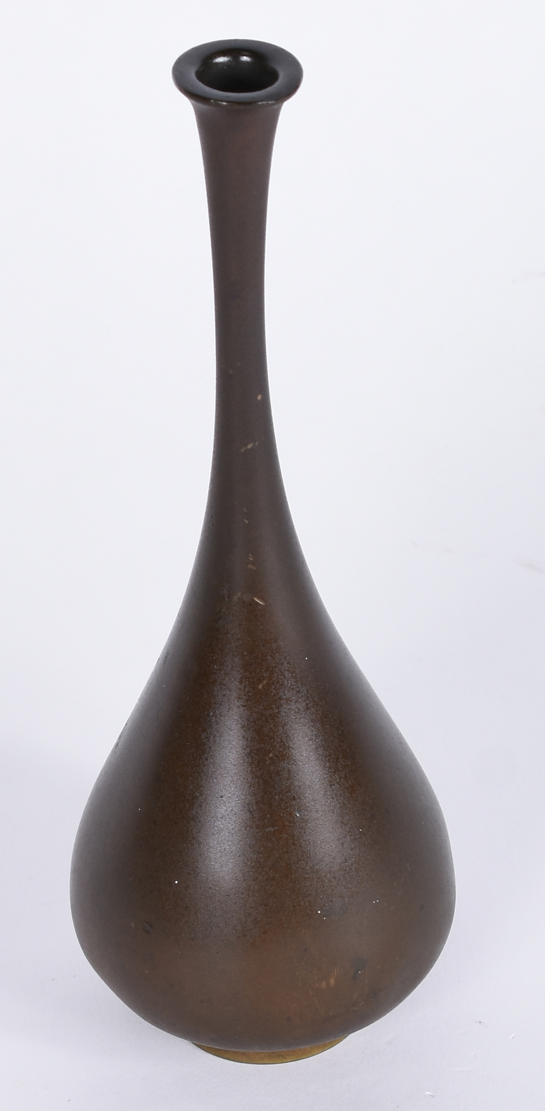 Vaso chinês de bronze decorado com passaro sobre galho, etiqueta na... - foto 3 de 4