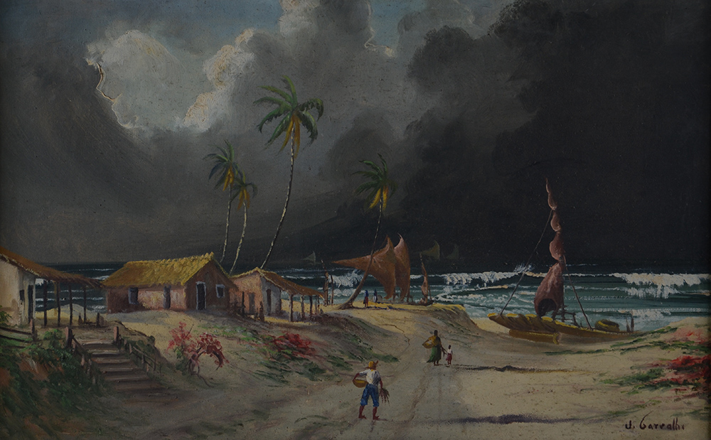J. CARVALHO - Praia com jangadas - ost - 57 x 91 - foto 2 de 3