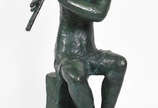 Bruno Giorgi (1905-1993), Flautista - Escultura  de bronze representando flautista. Altura bronze 96 cm. (Medidas da base 46 x 30 alt.10 cm.)