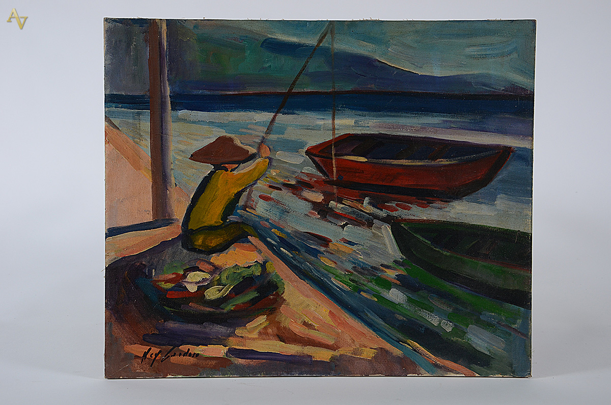 NEY CARDOSO - Barcos - ost - 46 x 55 (sem moldura - chassi no estado). - foto 1 de 3