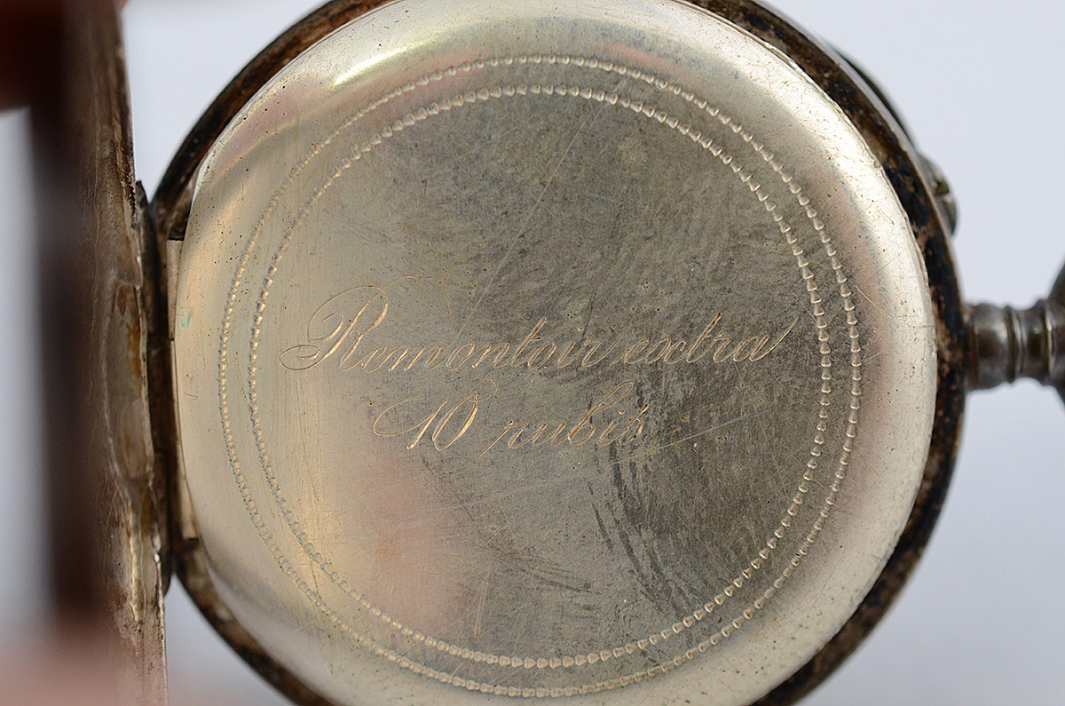 Relógio de bolso em prata alemã com mostrador em porcelana. Bom... - foto 4 de 4