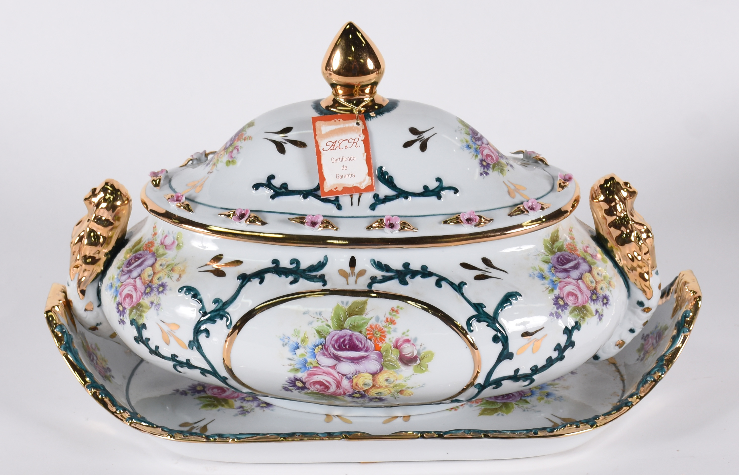 Sopeira com presentoir de porcelana portuguesa Myrtus. - foto 1 de 6