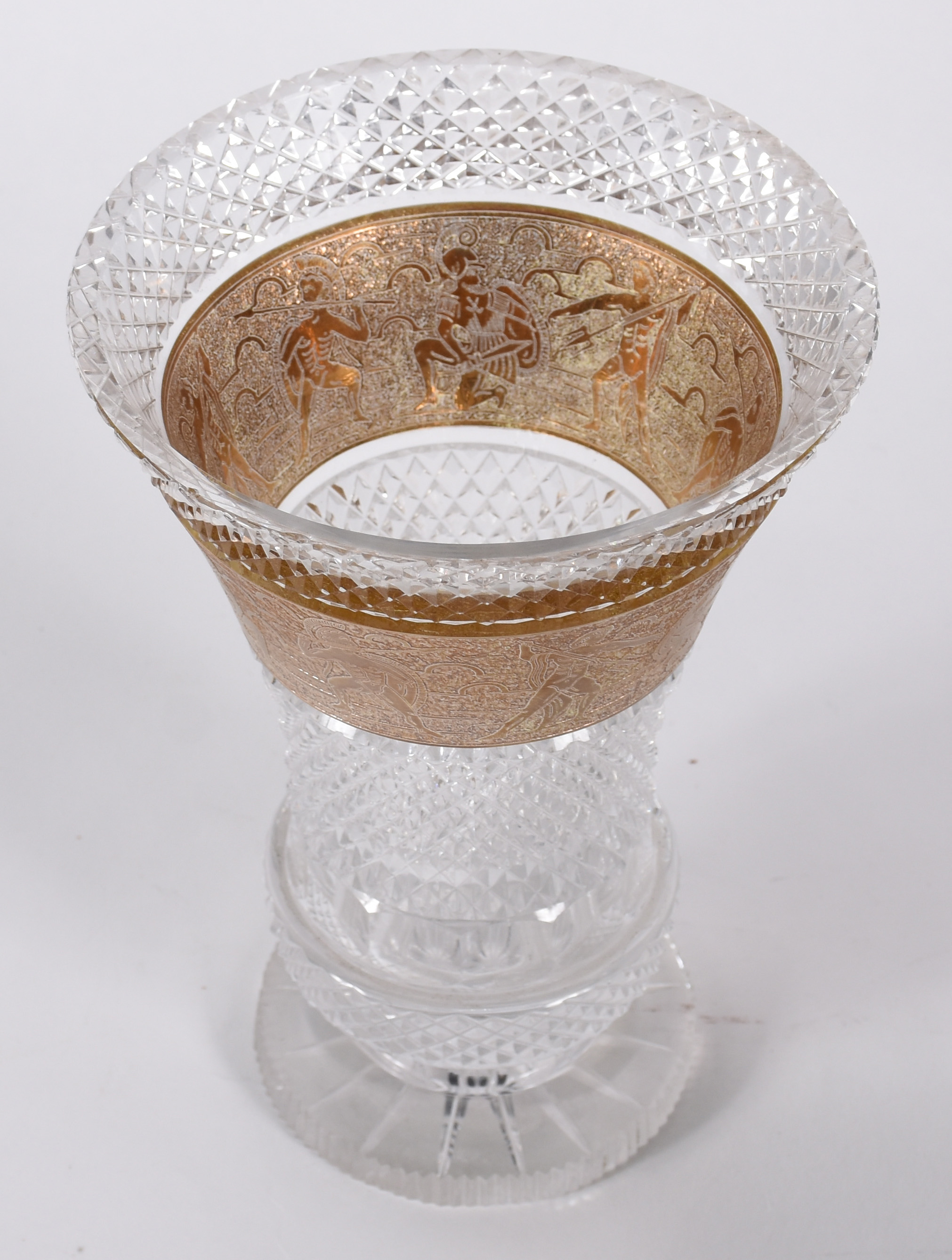 Vaso de cristal europeu lapidação bico de jaca, borda trabalhada em... - foto 2 de 4