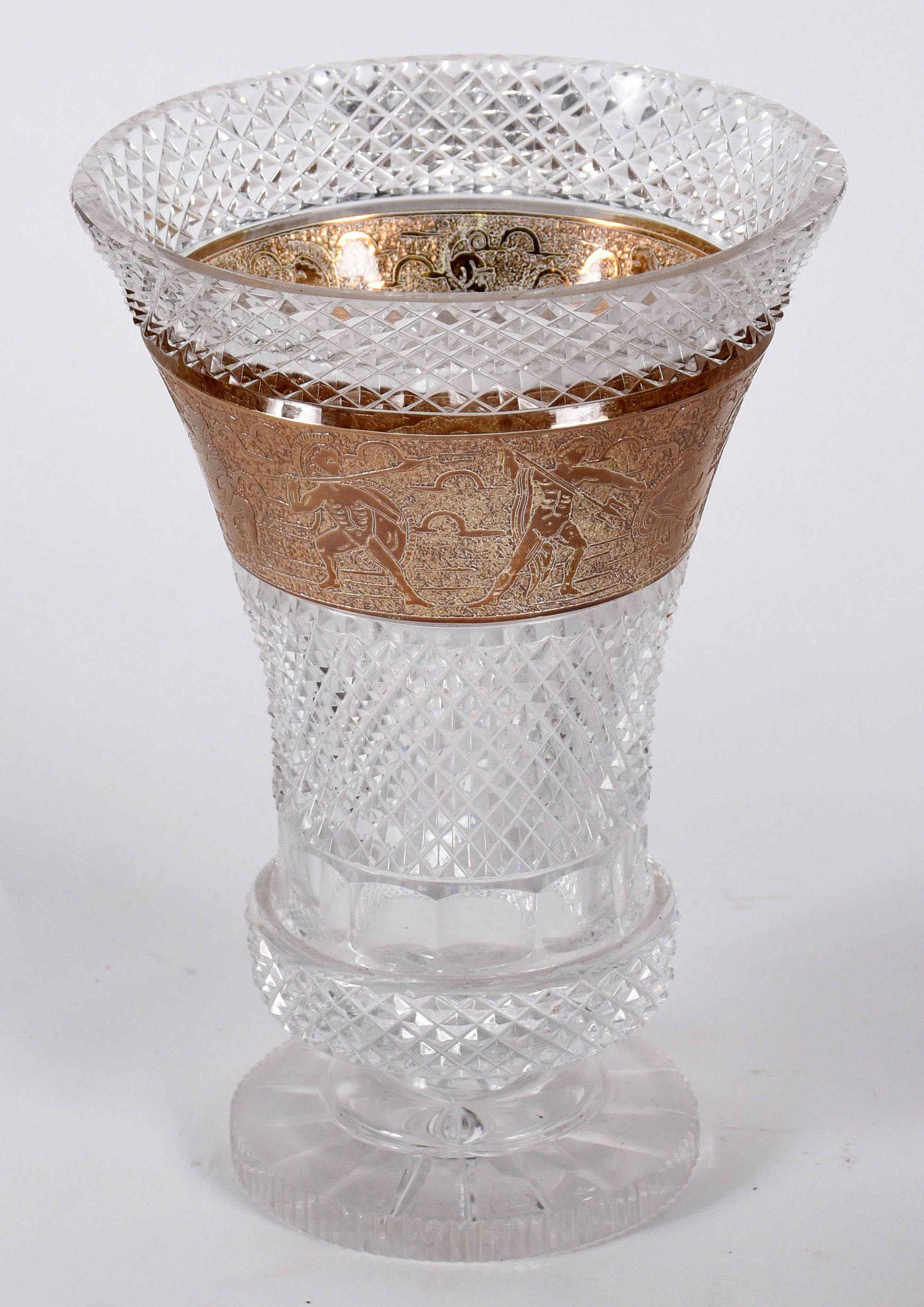 Vaso de cristal europeu lapidação bico de jaca, borda trabalhada em... - foto 3 de 4