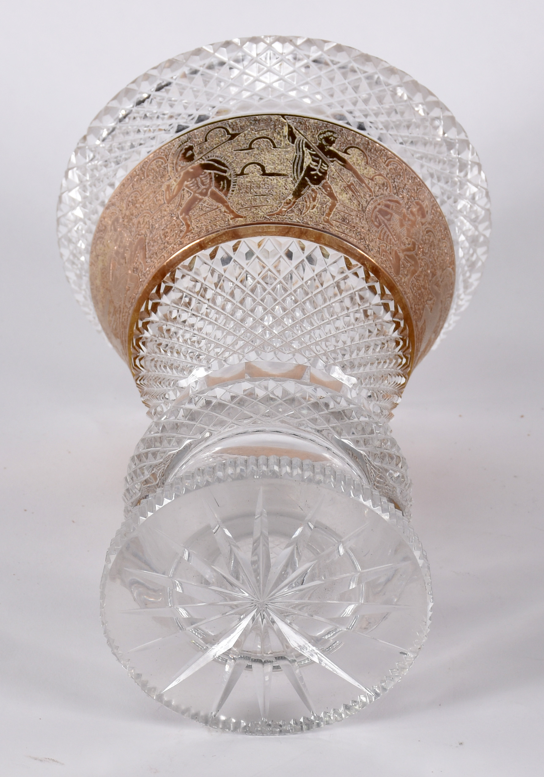 Vaso de cristal europeu lapidação bico de jaca, borda trabalhada em... - foto 4 de 4