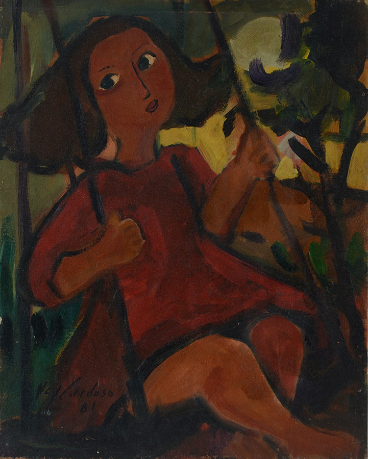 NEY CARDOSO - Menina no balanço - ost - 41 x 33 (sem moldura) - foto 2 de 3