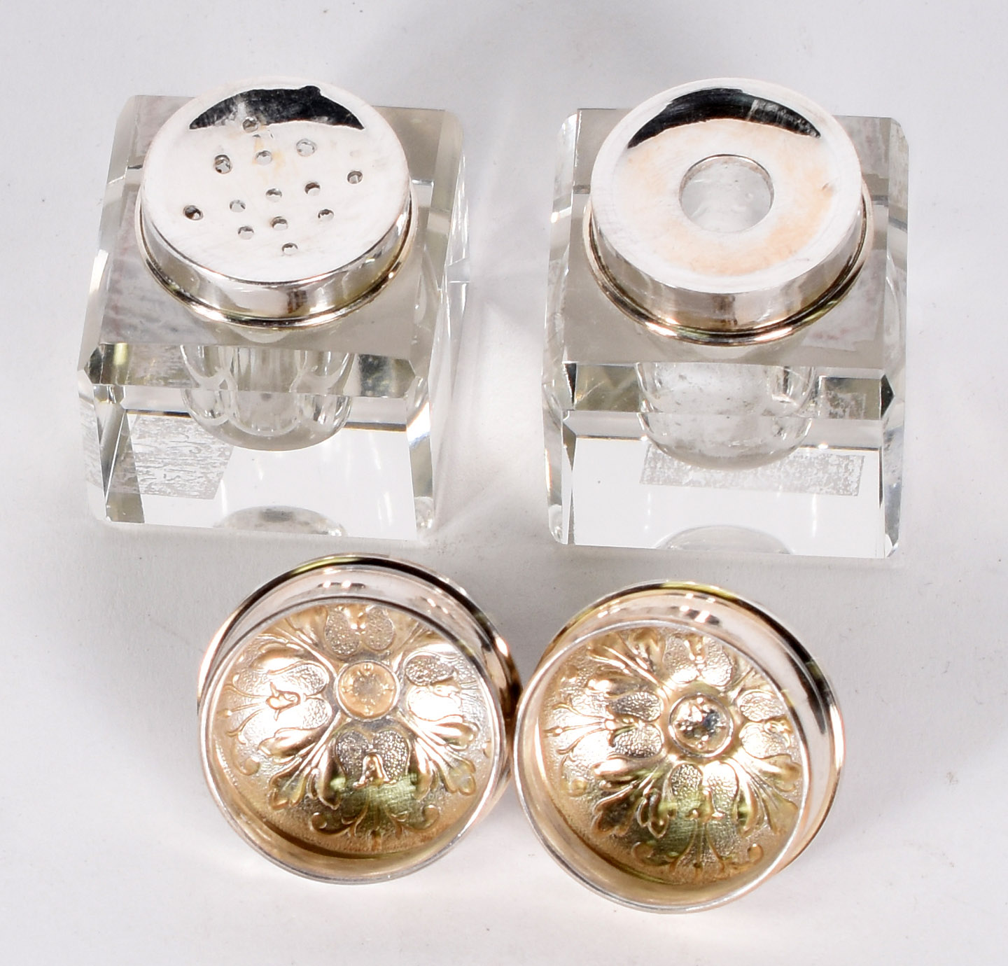 Dois frascos para tinteiro de cristal com tampa de prata( 1 com... - foto 2 de 4