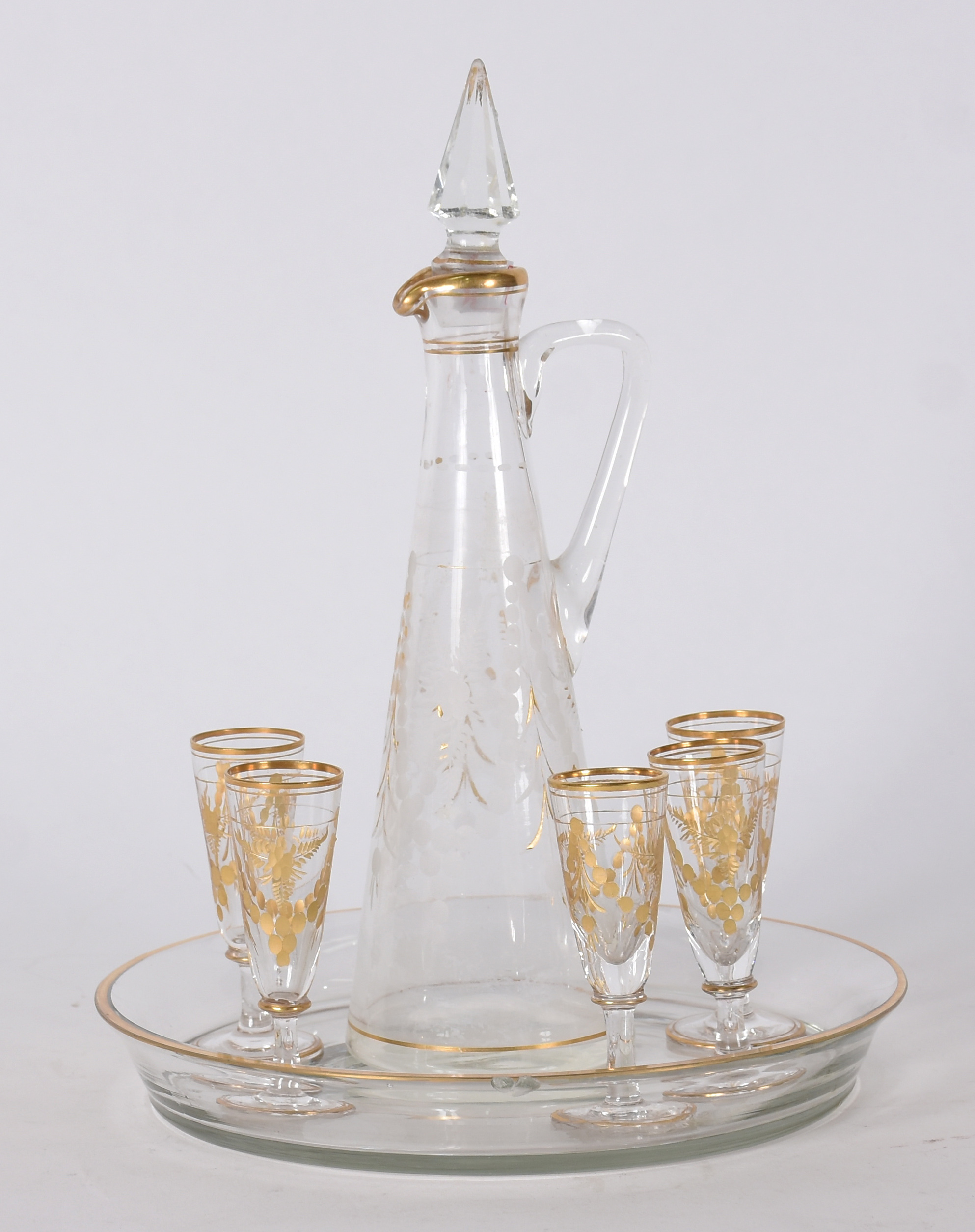 Conjunto de licoreira com 5 copinhos e presentoir de cristal com... - foto 1 de 4
