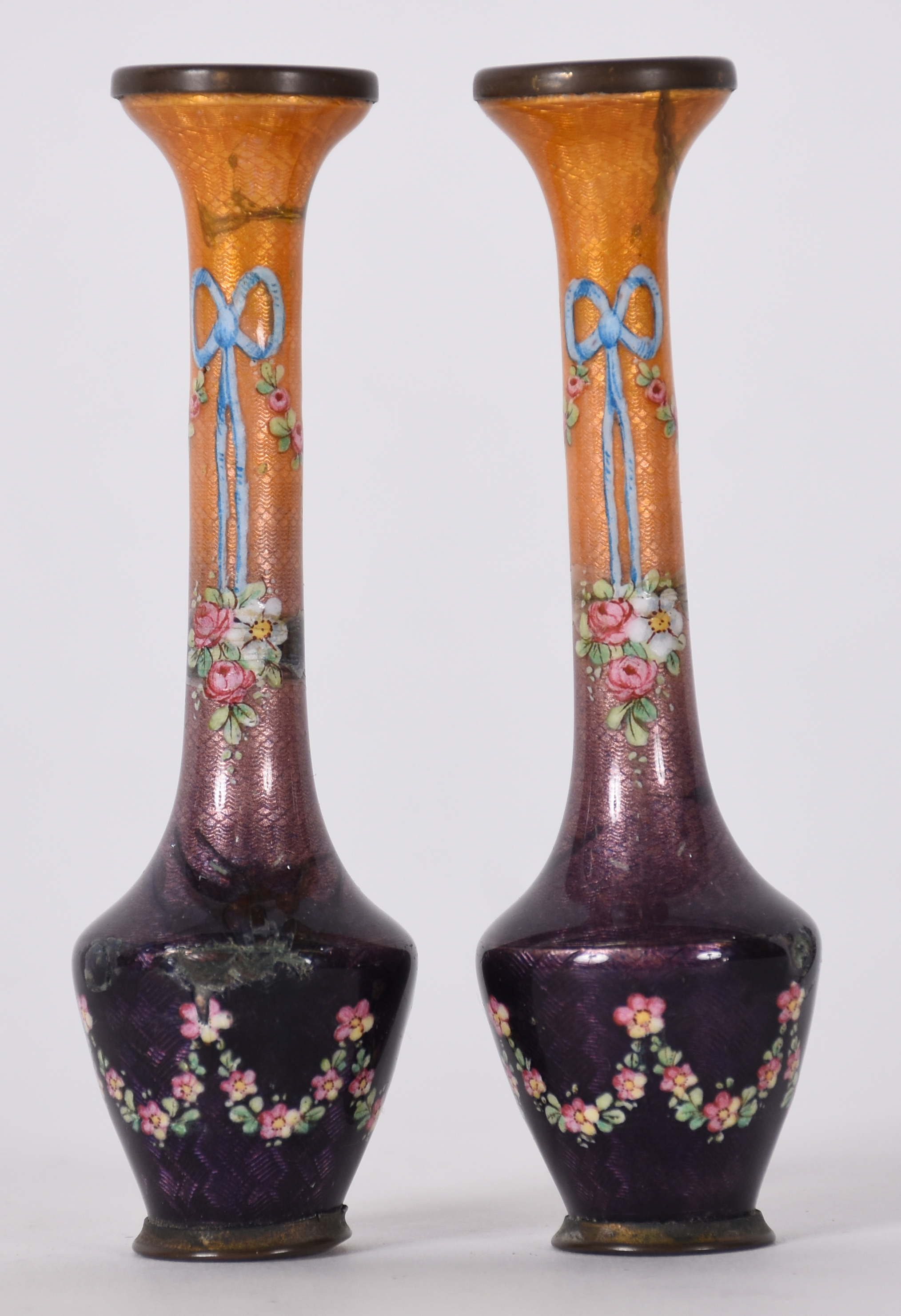 Dois vasinhos cloisoné com esmalte (com bicados) - foto 1 de 5