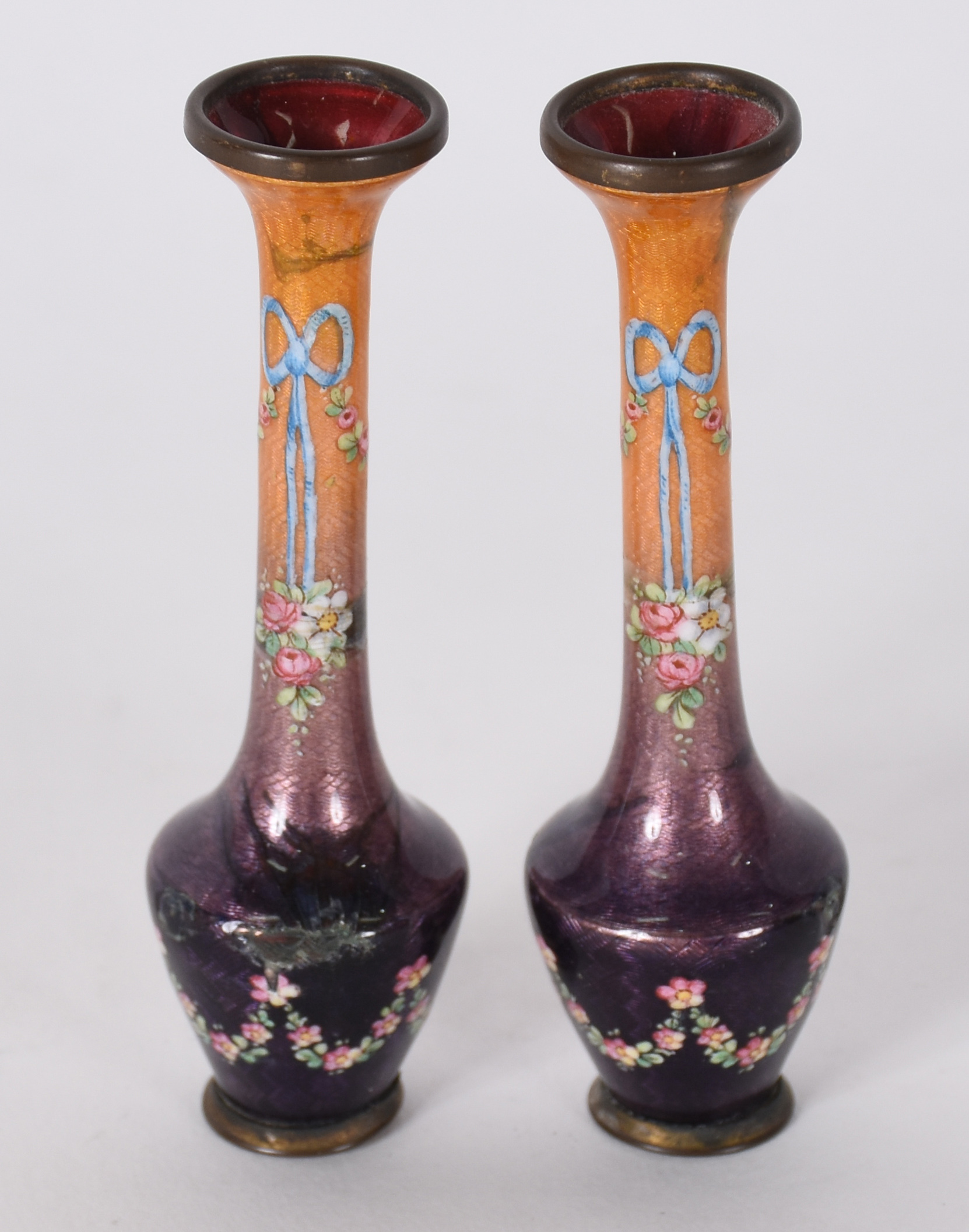 Dois vasinhos cloisoné com esmalte (com bicados) - foto 2 de 5