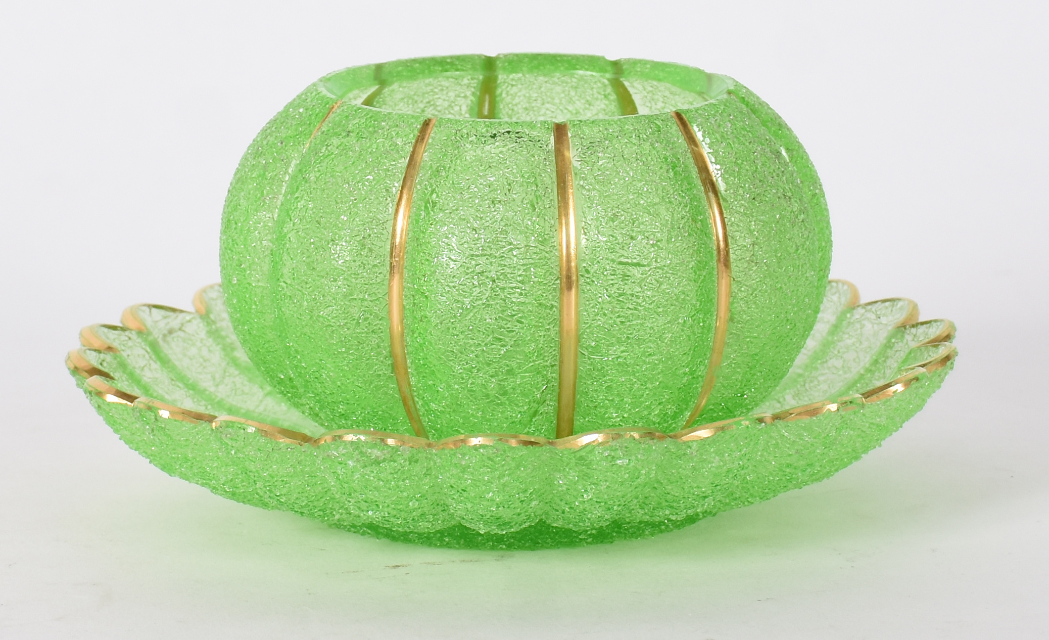 Conjunto de bowl e presentoir em murano na cor verde , decoração em... - foto 1 de 4