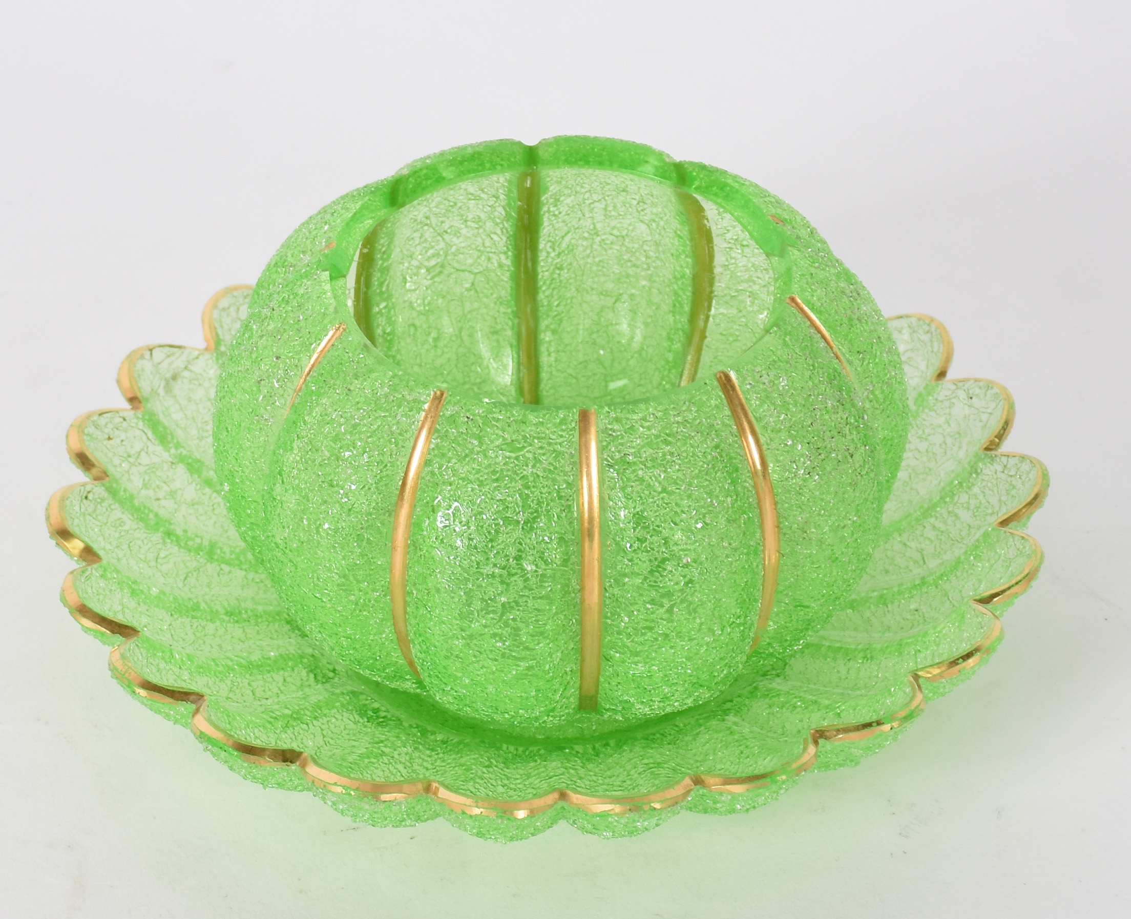 Conjunto de bowl e presentoir em murano na cor verde , decoração em... - foto 2 de 4