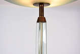 Luminária coluna de pé, estrutura de metal com ... - Luminária coluna de pé, estrutura de metal com 4 hastes de vidro e plafonier  redondo de vidro fosco.